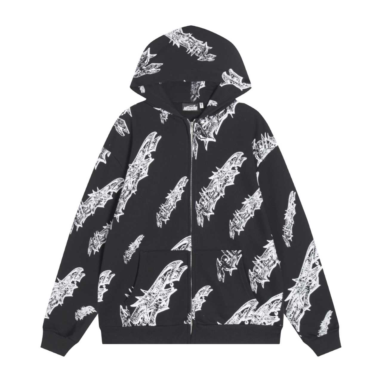 Hellstar Roll Print Graffiti Zip Up Hoodie 'Black' - DesignerGu