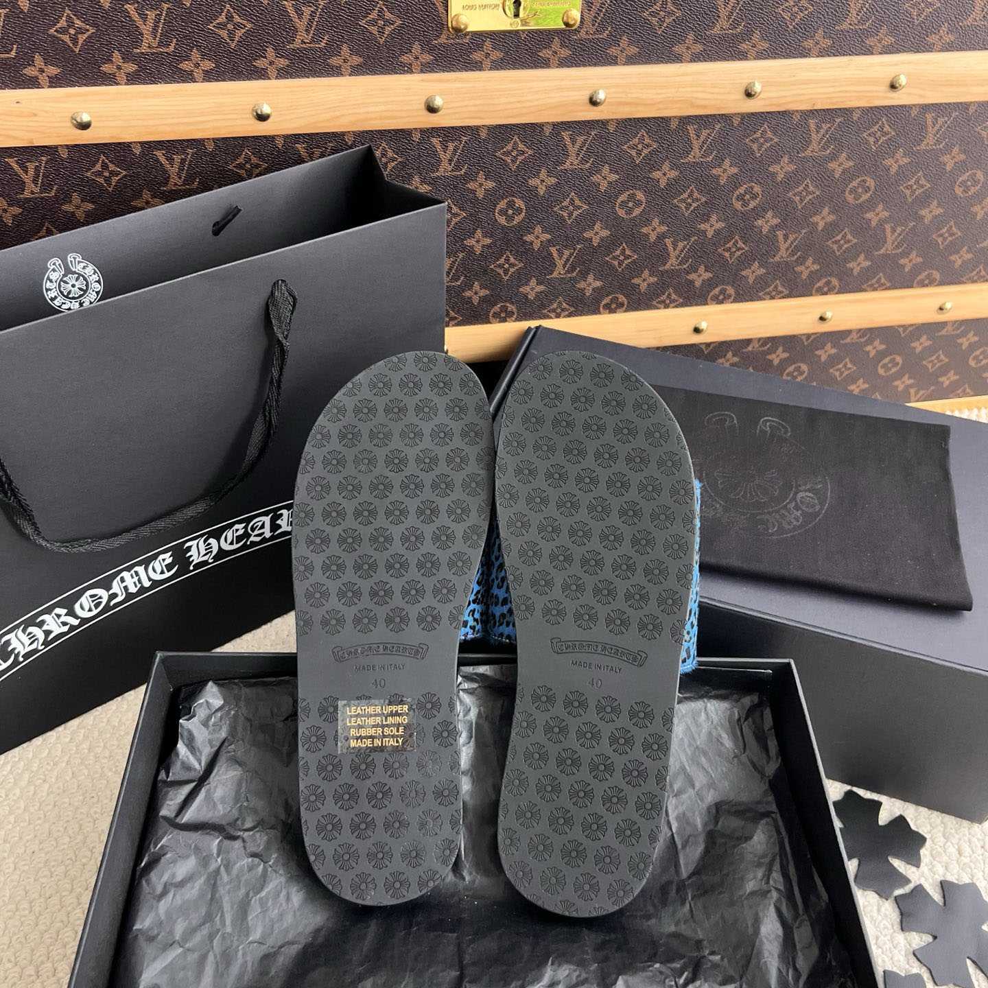 Chrome Hearts Plus Cross Patch Leopard Slides - DesignerGu