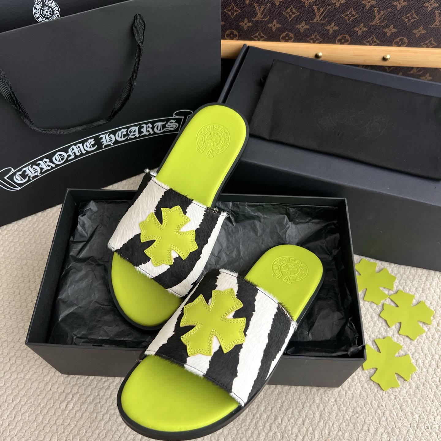 Chrome Hearts Cross Patch Zebra Slides - DesignerGu