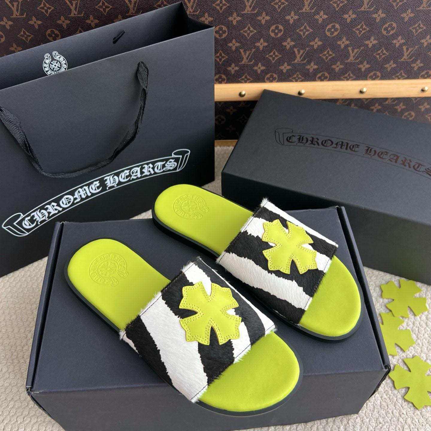 Chrome Hearts Cross Patch Zebra Slides - DesignerGu
