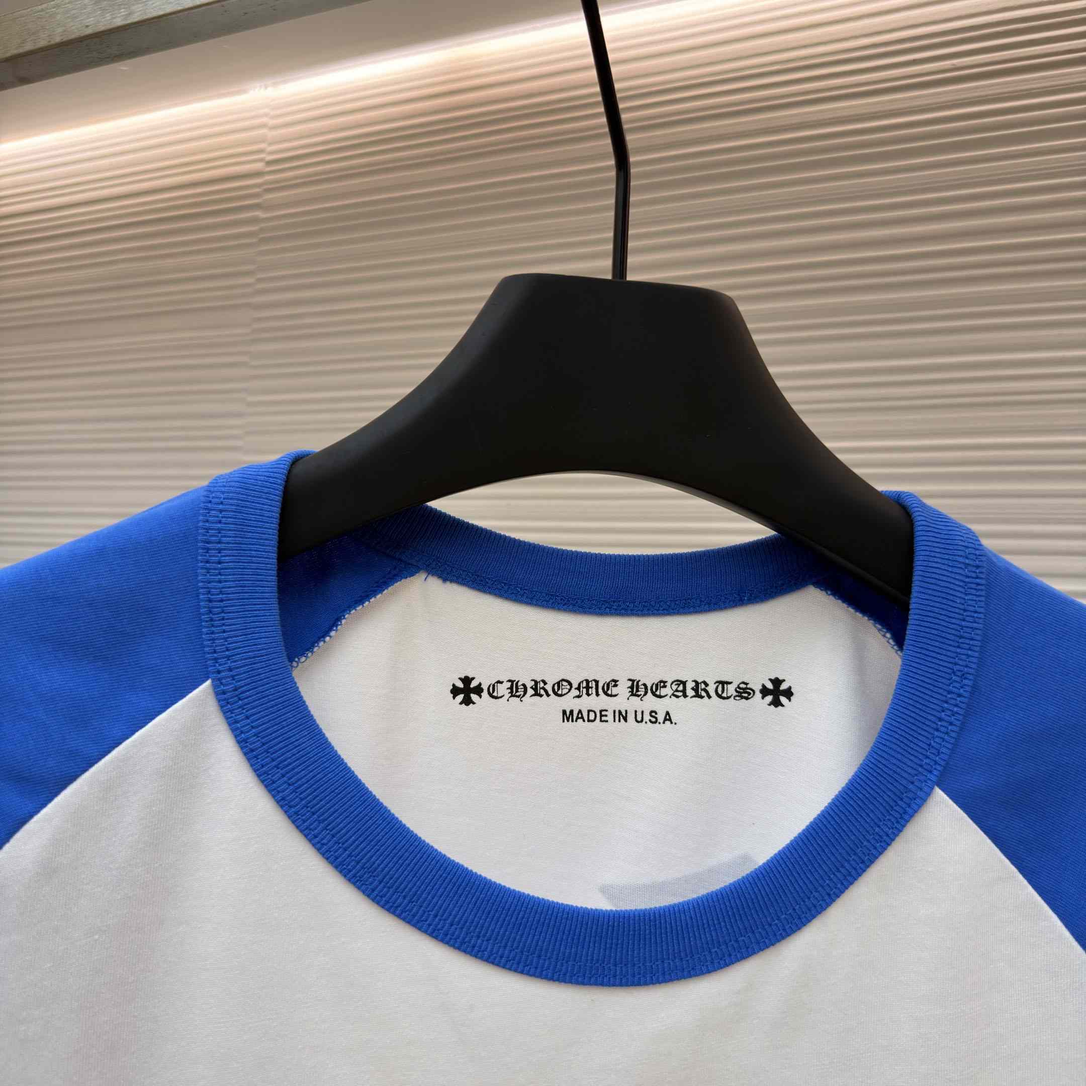 Chrome Hearts Long-Sleeve Horseshoe Baseball Tee 'White/Blue' - DesignerGu