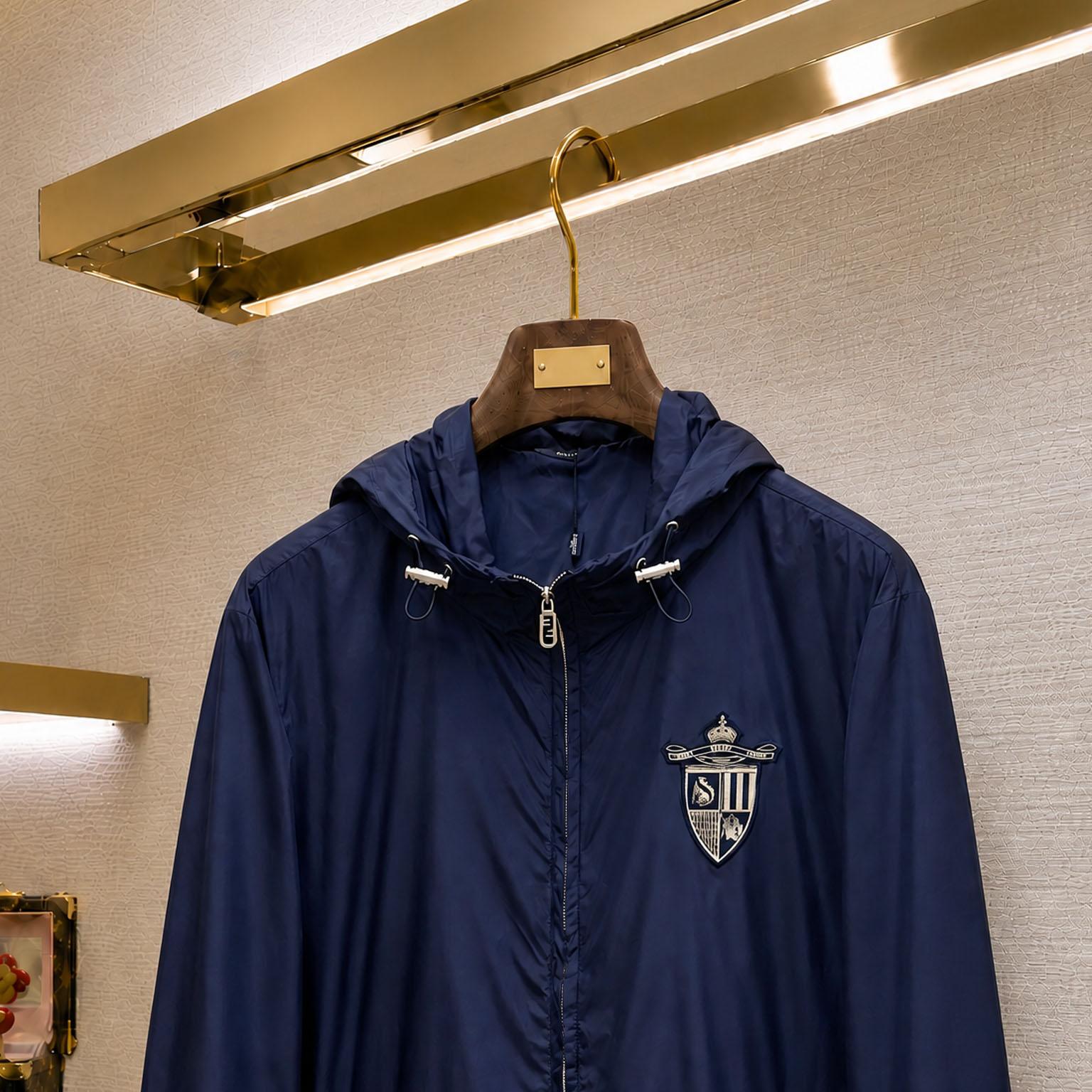 Fendi Blue Tech Fabric Blouson - DesignerGu