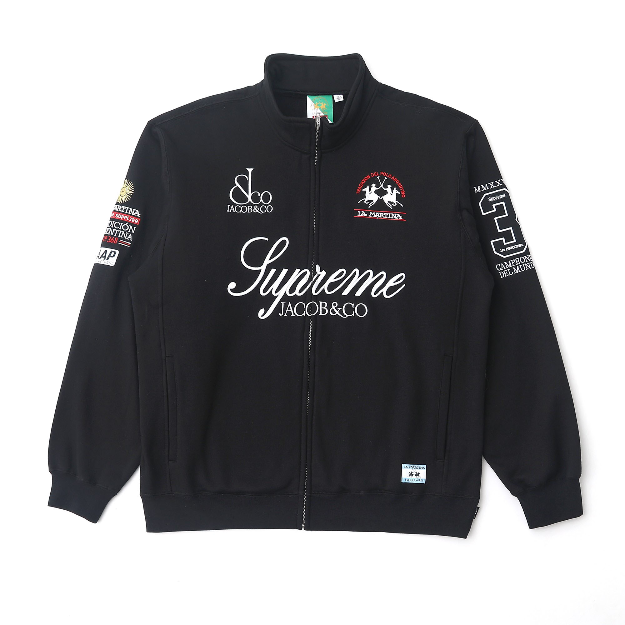 Supreme x La Martina x Jacob & Co Zip Up Sweatshirt 'Black' - DesignerGu