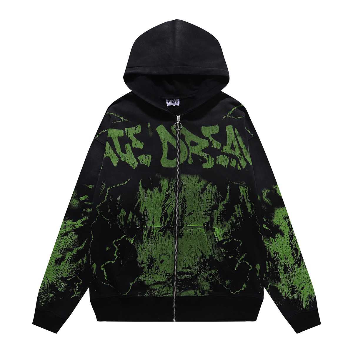 Vale Forever Nightmare Zip Up Hoodie 'Black/Green' - DesignerGu