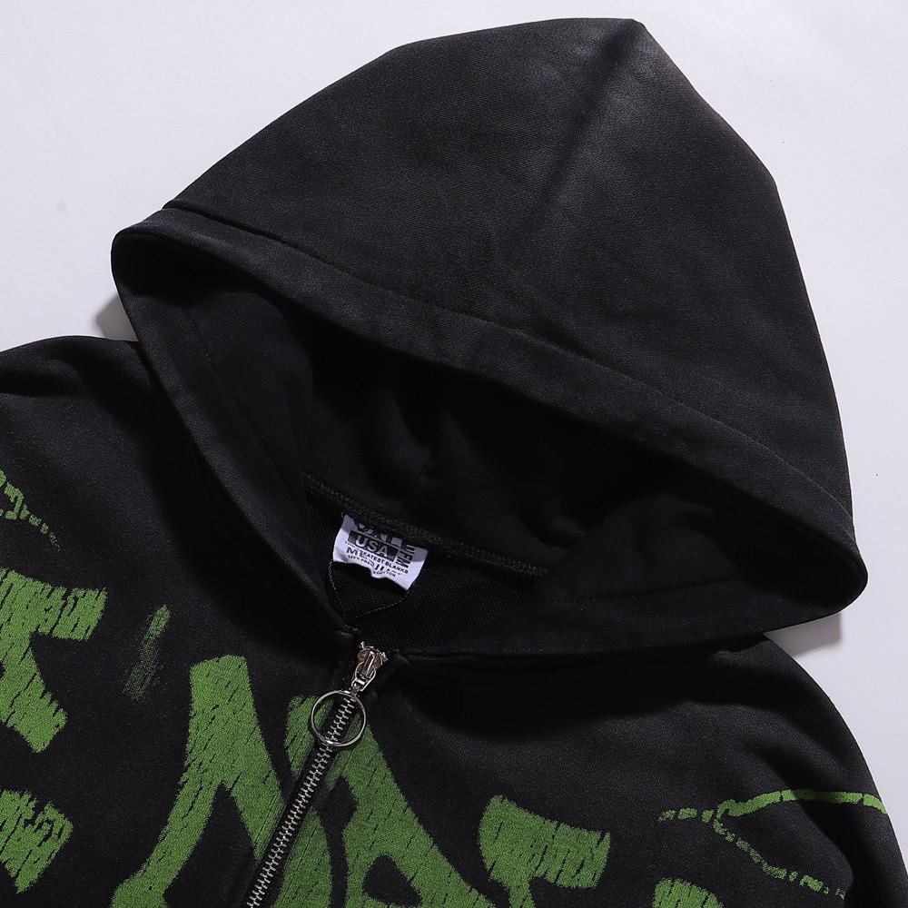 Vale Forever Nightmare Zip Up Hoodie 'Black/Green' - DesignerGu