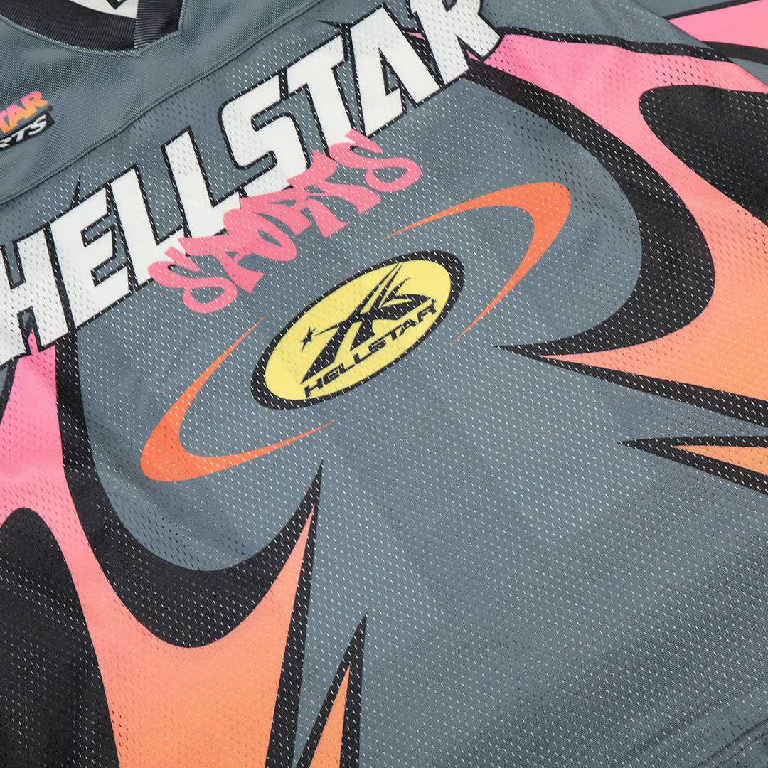 Hellstar Sports Flame Jersey Longsleeve Grey - DesignerGu
