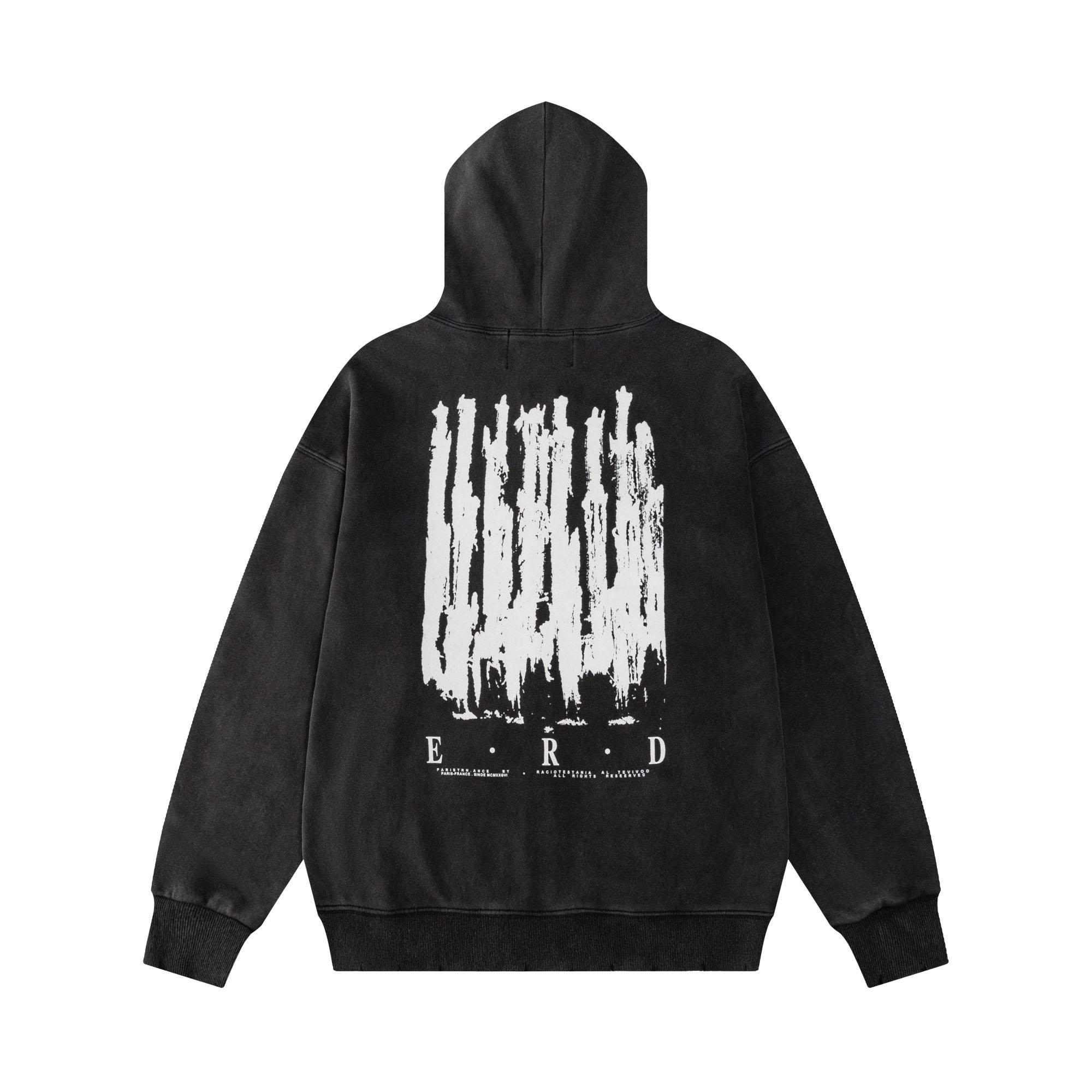 Enfants Riches Déprimés Djagilve's Grave Distressed Printed Cotton-Jersey Zip-Up Hoodie - Black - DesignerGu