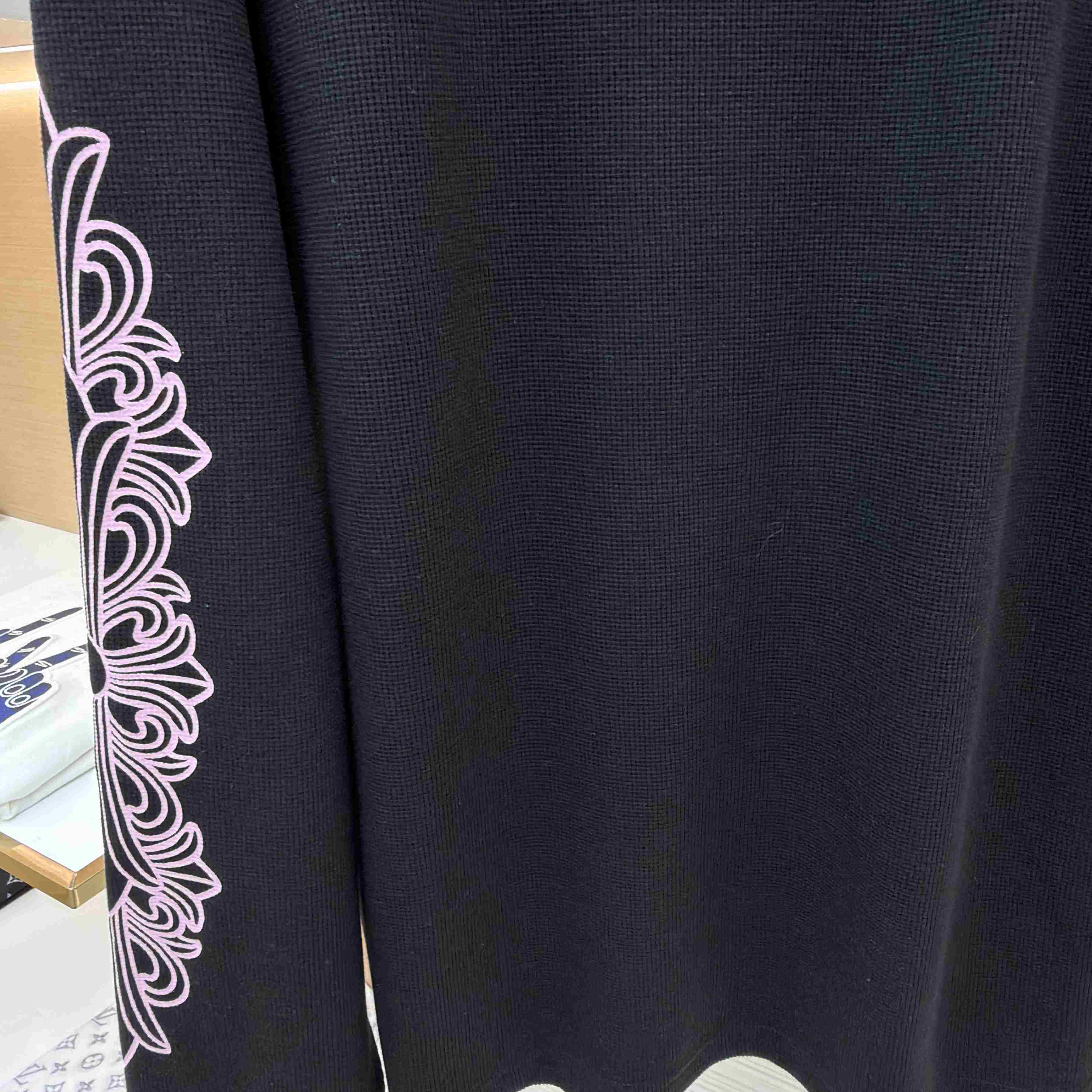 Chrome Hearts Matty Boy Pink Script Black Waffle Thermal Long Sleeve Tee - DesignerGu