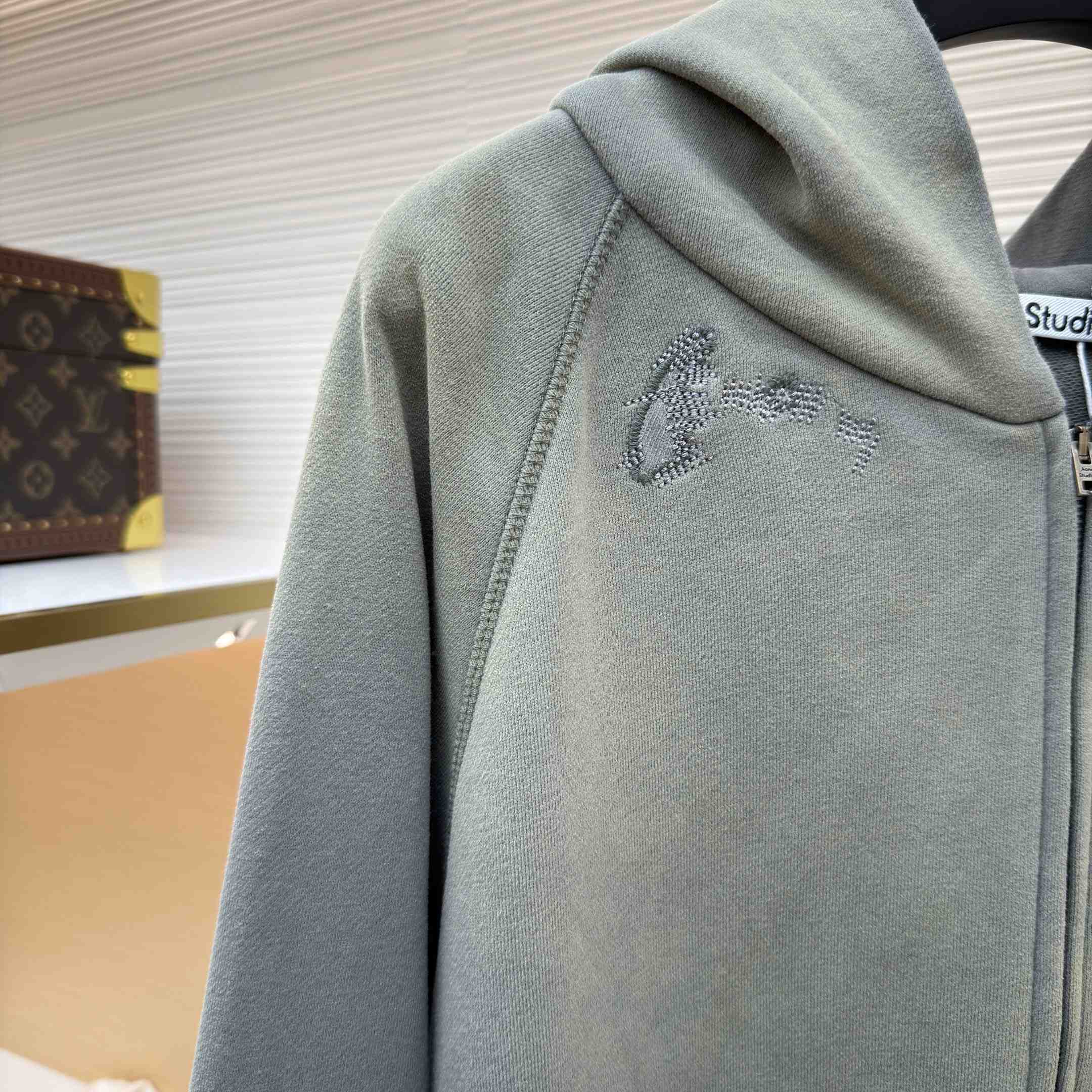 Acne Studios  Fupiter Logo-Print Embroidered Cotton-Jersey Hoodie - Gray - DesignerGu