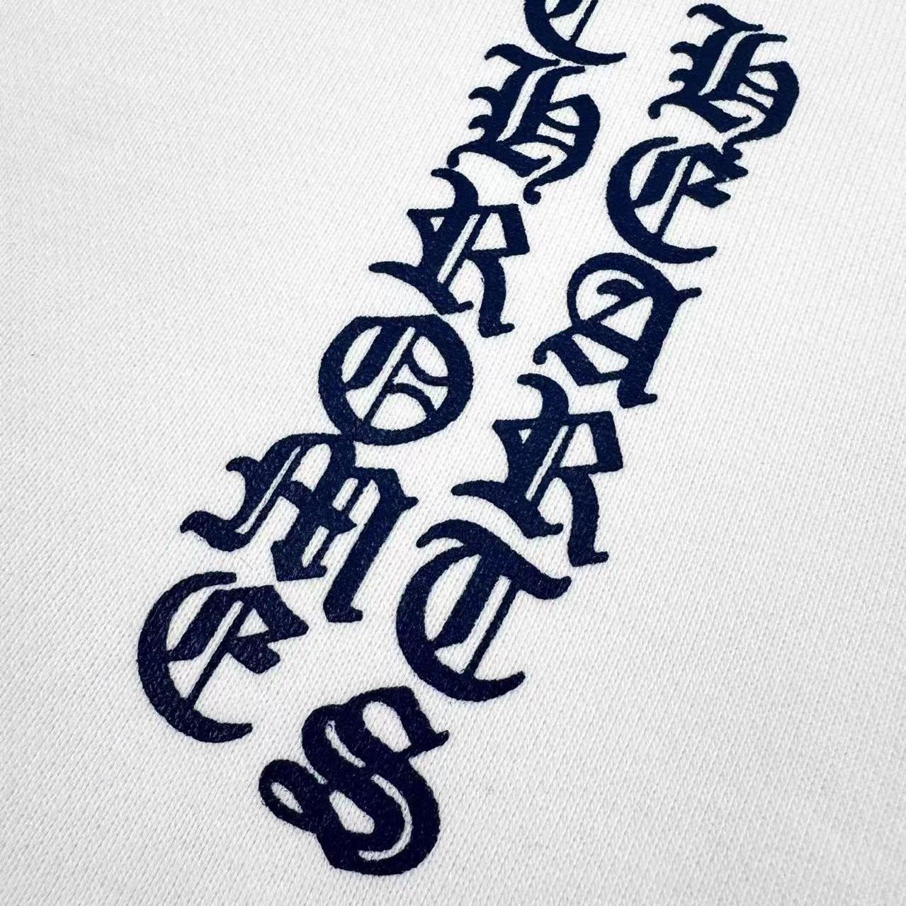 Chrome Hearts Blue Scroll Label White Zip Up Hoodie - DesignerGu