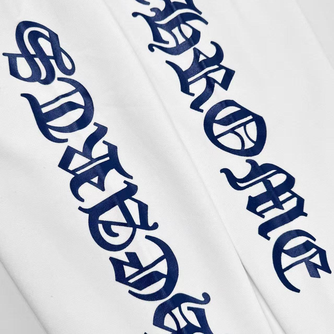 Chrome Hearts Blue Scroll Label White Zip Up Hoodie - DesignerGu