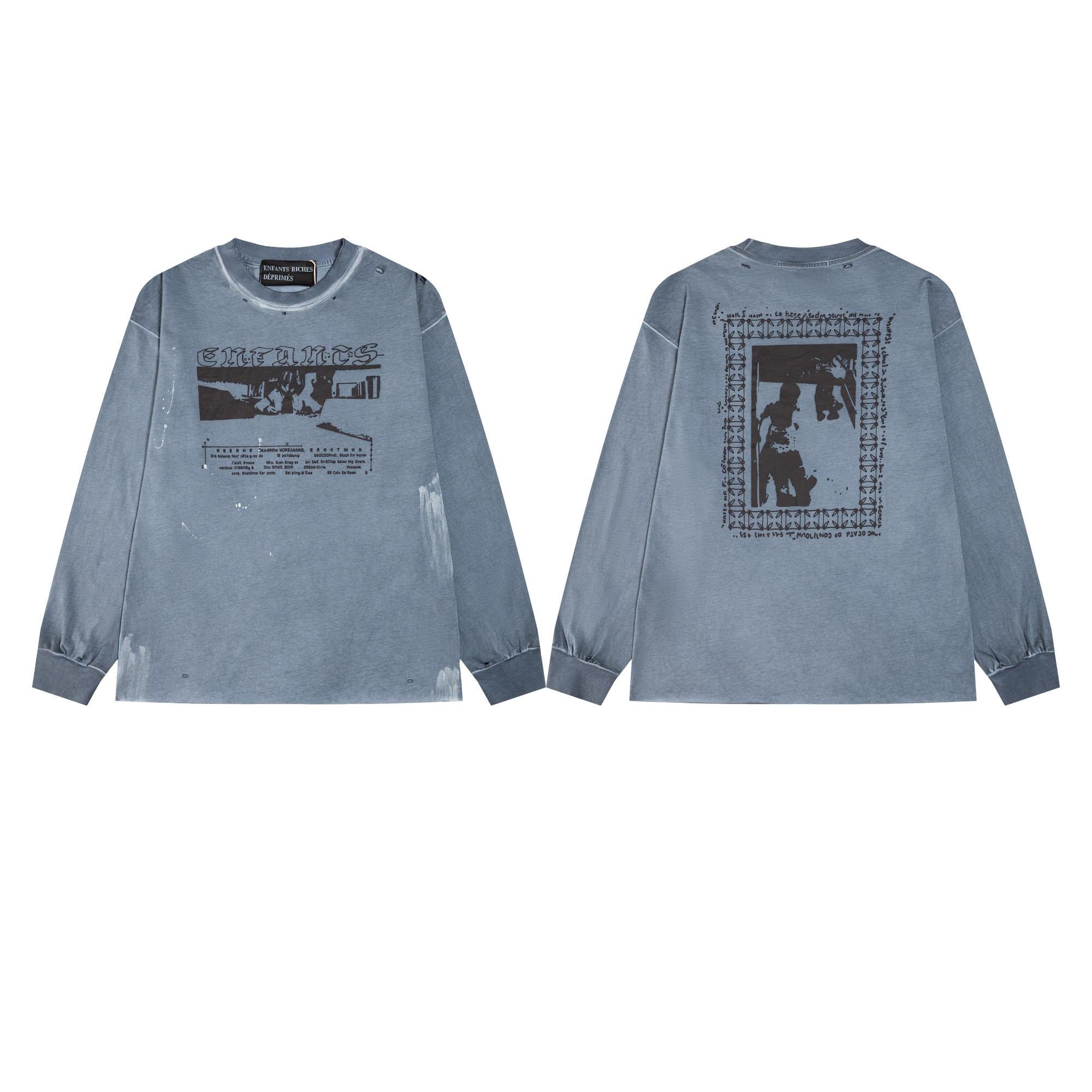 Enfants Riches Déprimés Boy In Chains Long-Sleeve T-Shirt 'Faded Blue' - DesignerGu