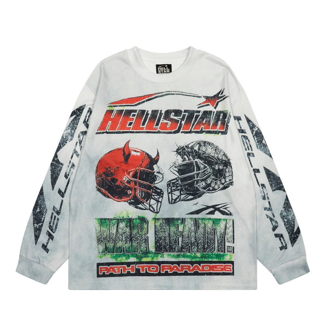 Hellstar War Helmet Longsleeve White - DesignerGu