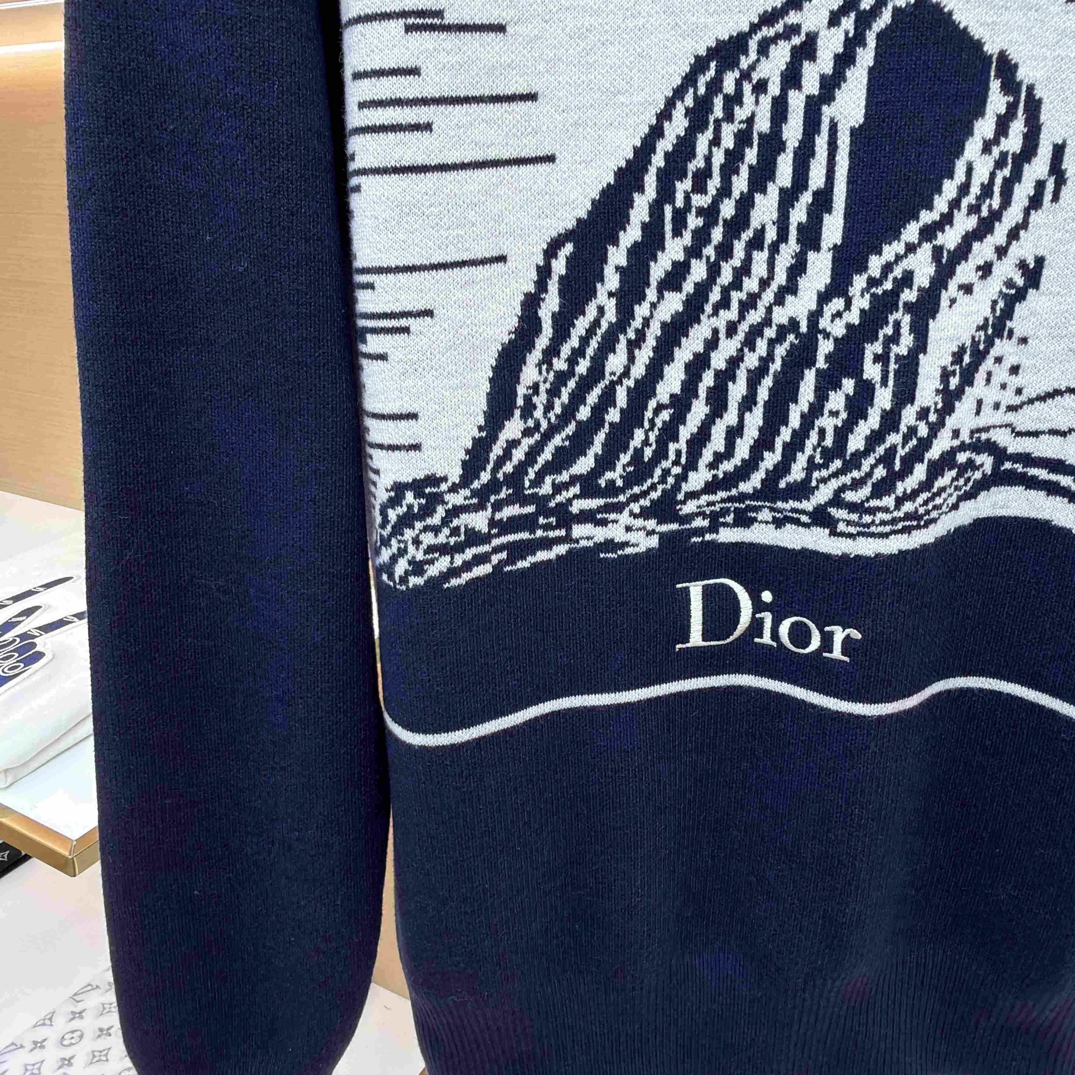 Dior Sweater with Book Cover Embroidery and Intarsia, Regular Fit - DesignerGu