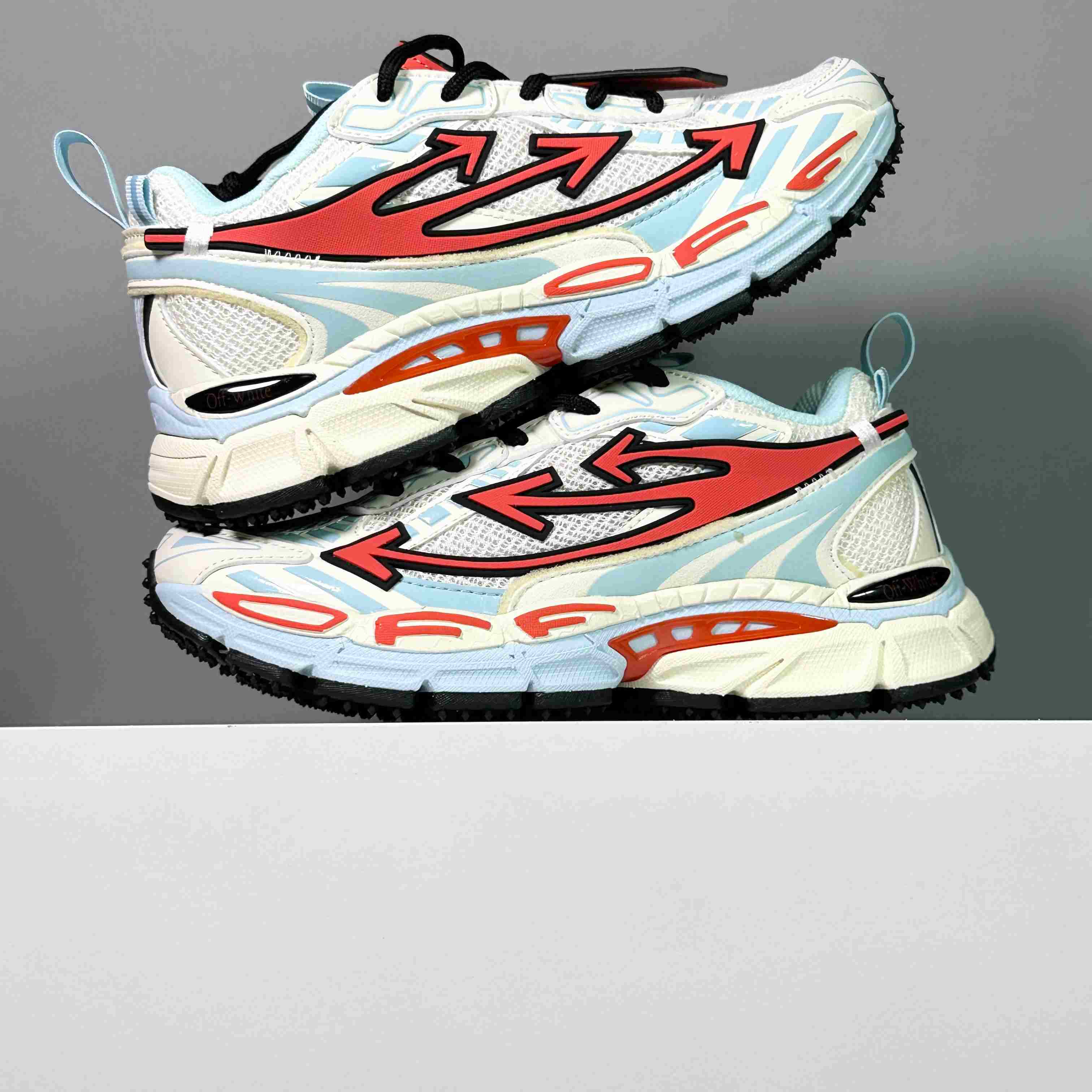 Off-White White & Blue 'Be Right Back' Mesh Sneakers - DesignerGu