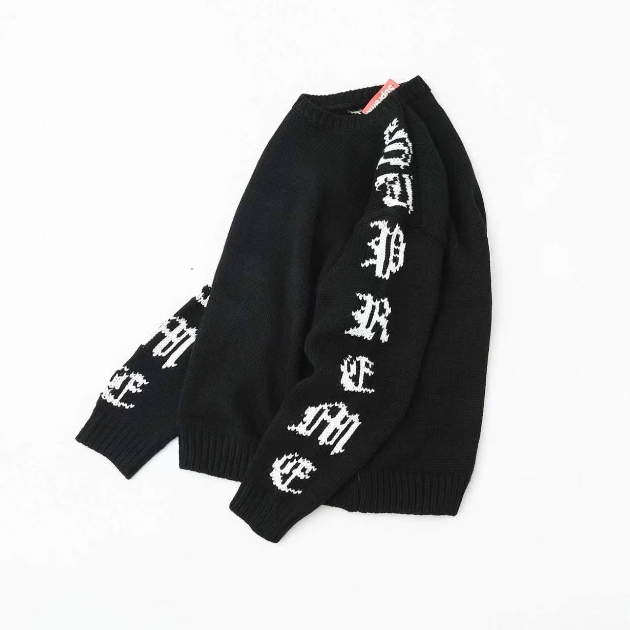 Supreme Old English Sleeves Sweater 'Black' - DesignerGu