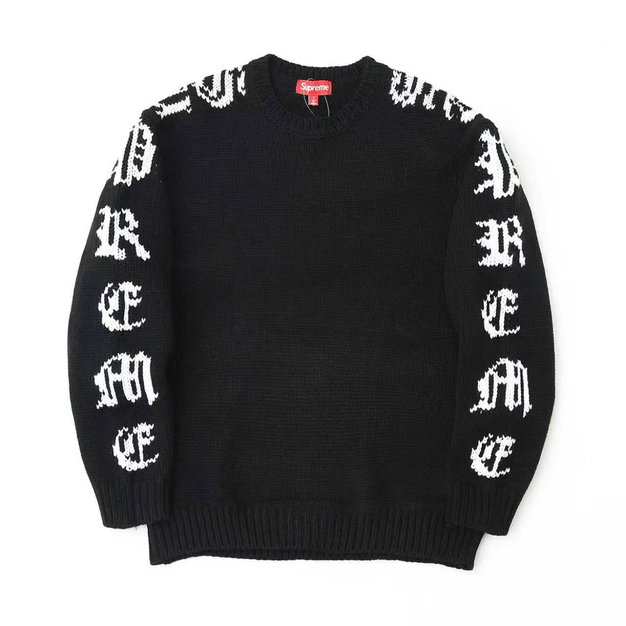 Supreme Old English Sleeves Sweater 'Black' - DesignerGu