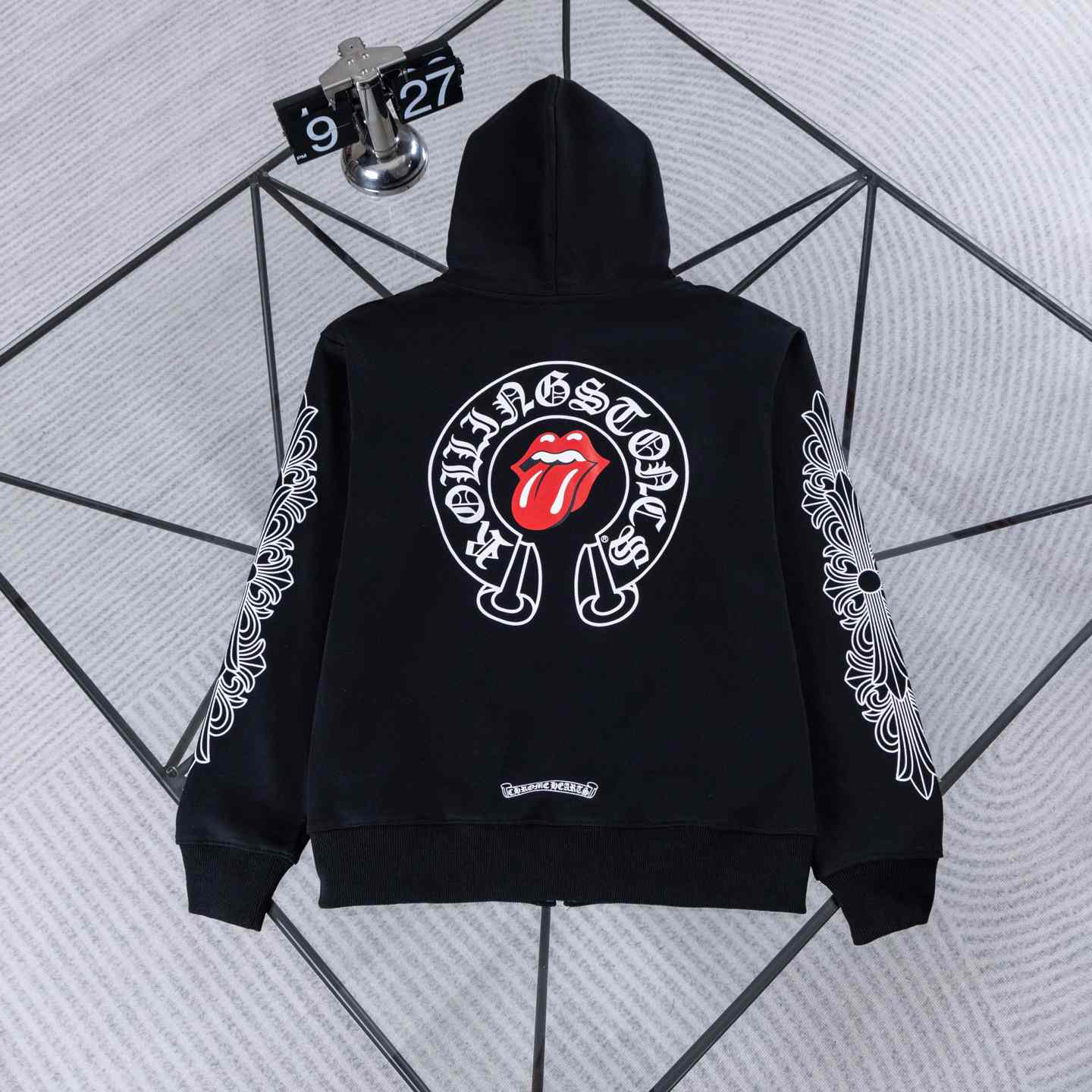 Chrome Hearts Rolling Stones Horseshoe Logo Zip Up Hoodie - DesignerGu