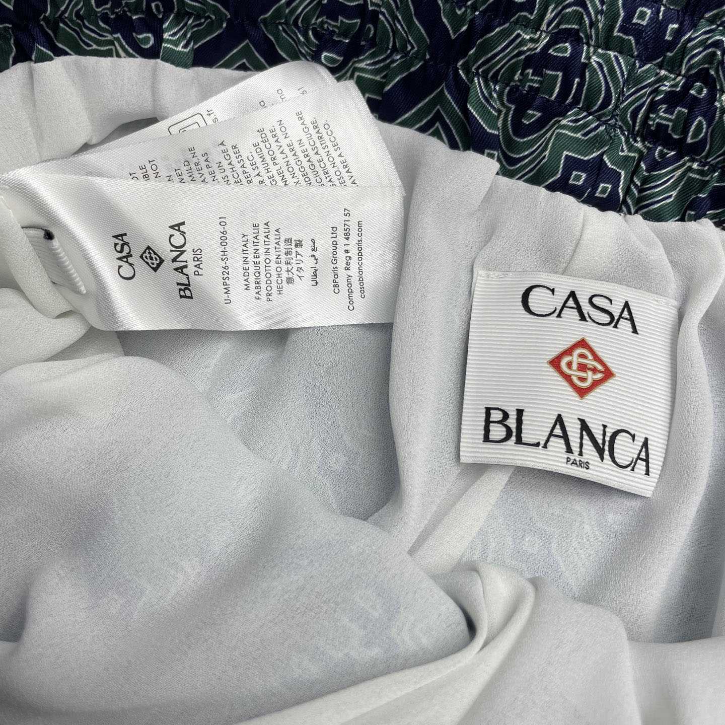 Casablanca Dark Green Radiating Monogram Silk Shorts CA3606 - DesignerGu