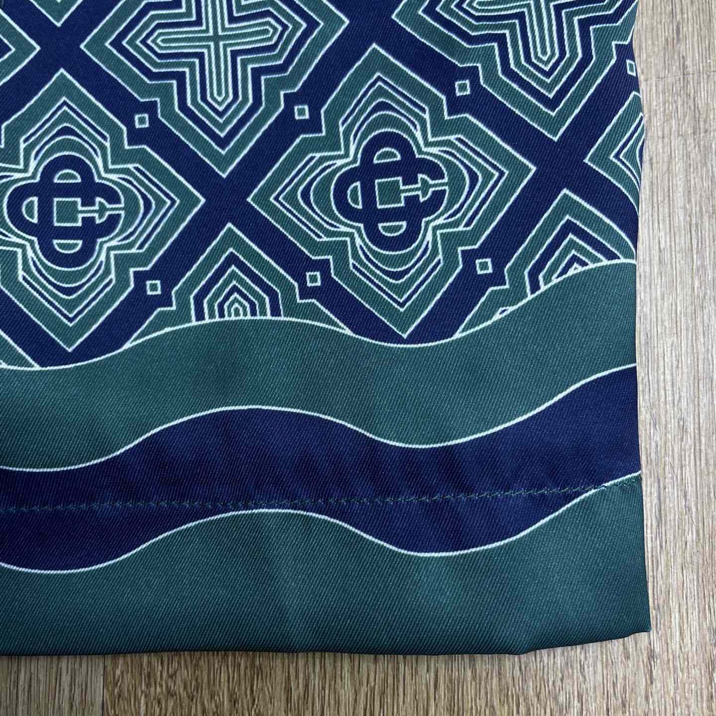 Casablanca Dark Green Radiating Monogram Silk Shorts CA3606 - DesignerGu