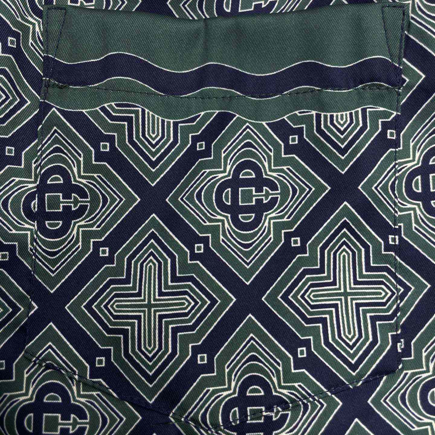 Casablanca Dark Green Radiating Monogram Silk Shorts CA3606 - DesignerGu