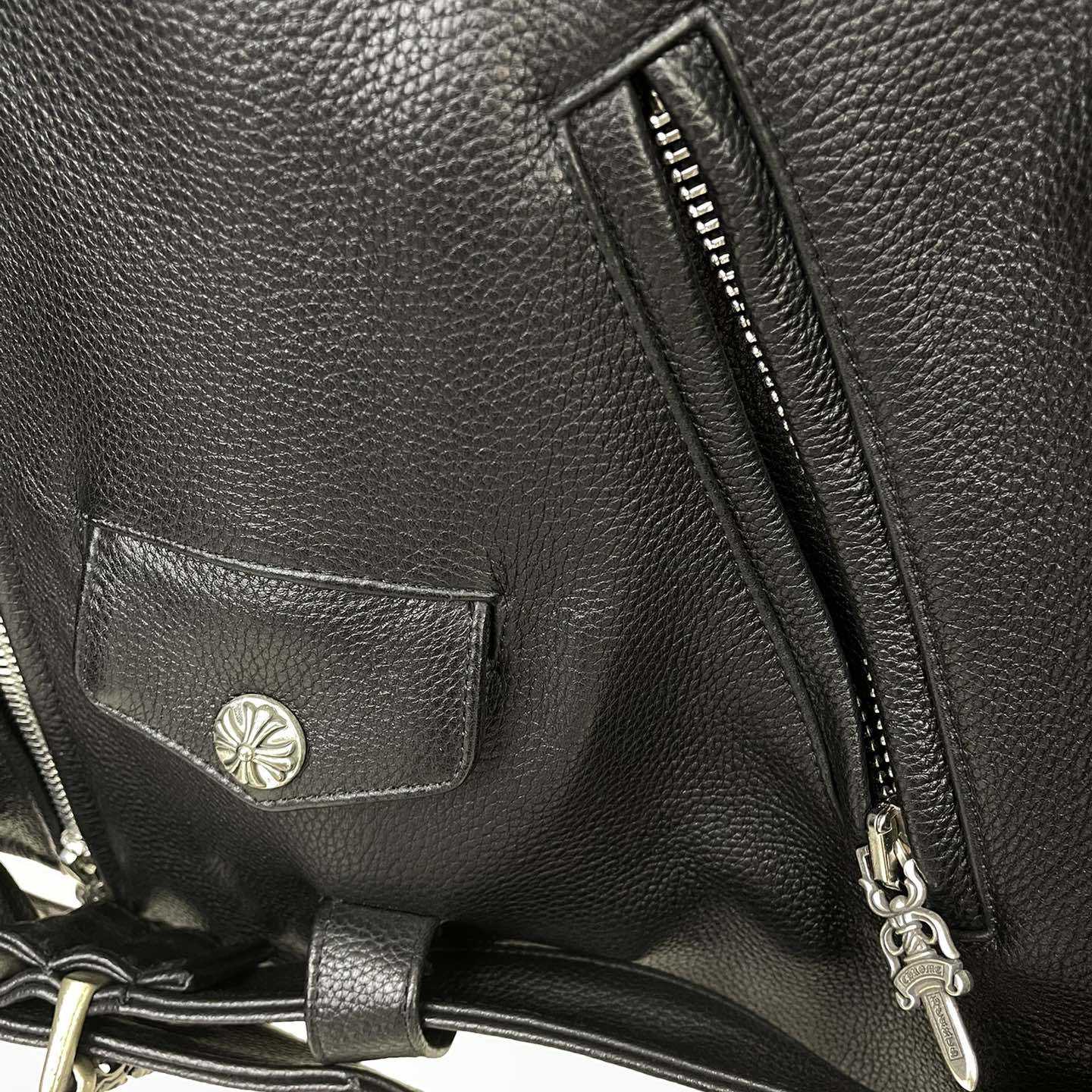 Chrome Hearts Leather Belted Biker Jacket - DesignerGu