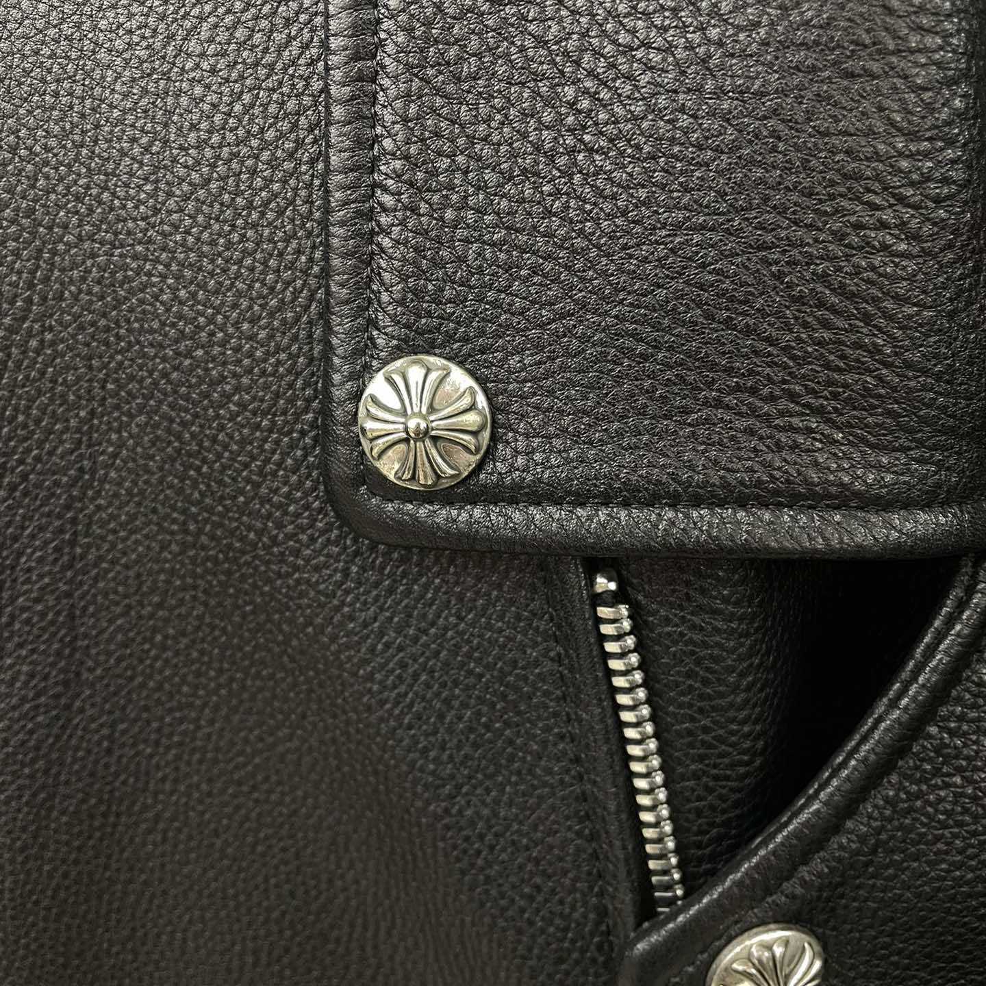 Chrome Hearts Leather Belted Biker Jacket - DesignerGu