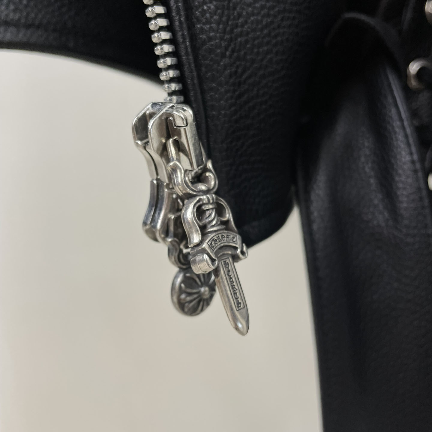 Chrome Hearts Leather Belted Biker Jacket - DesignerGu