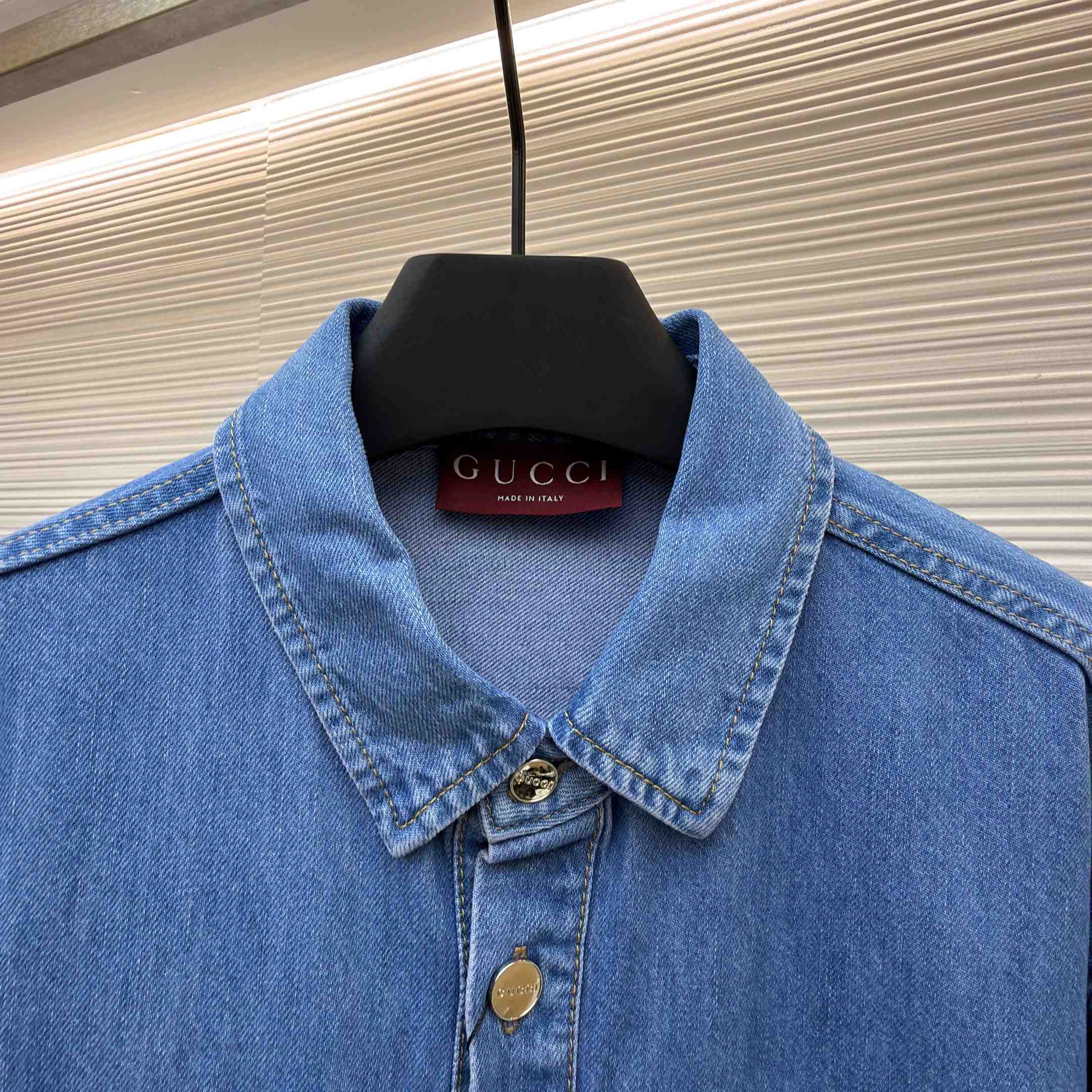 Gucci  Patch-Pockets Denim Shirt - DesignerGu
