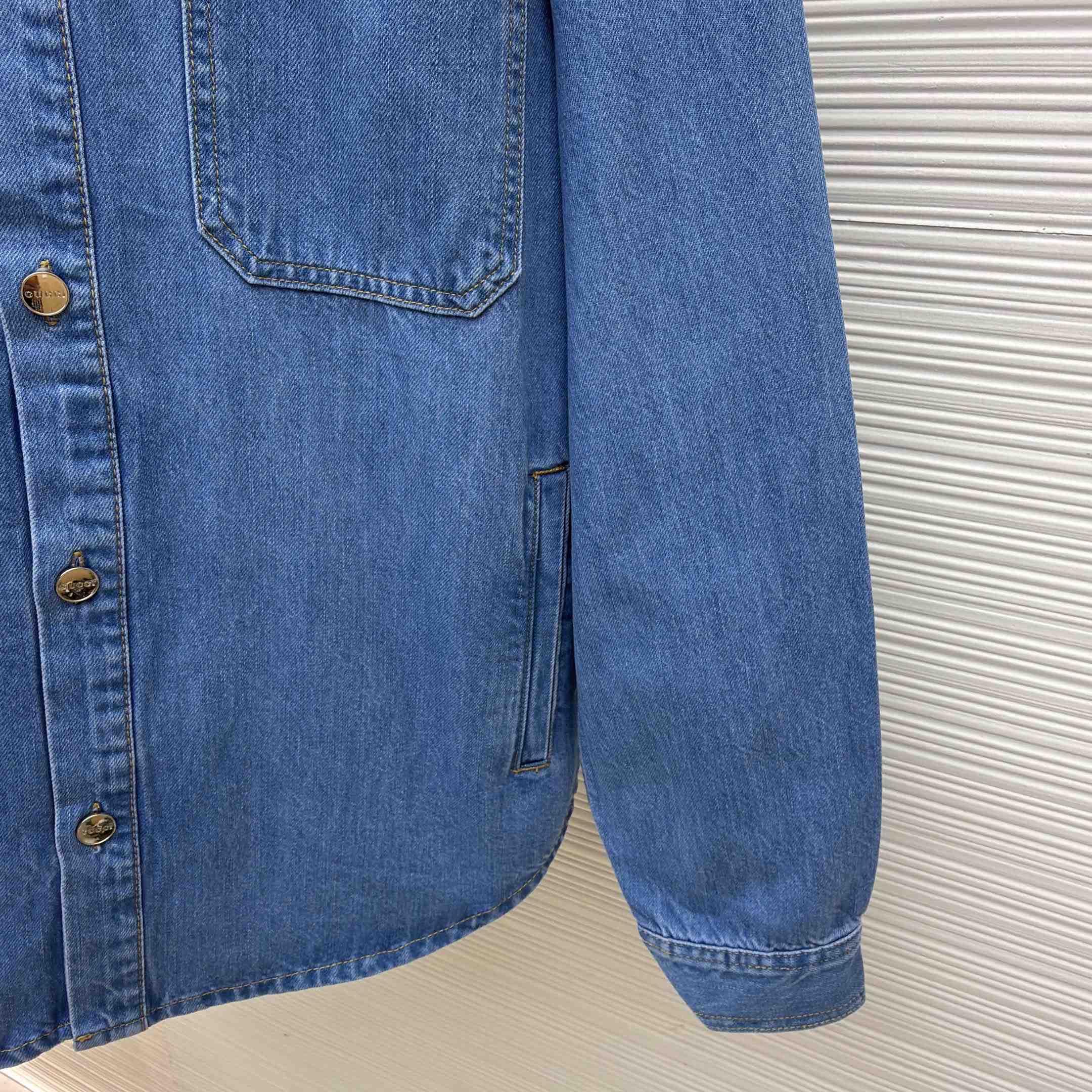 Gucci  Patch-Pockets Denim Shirt - DesignerGu