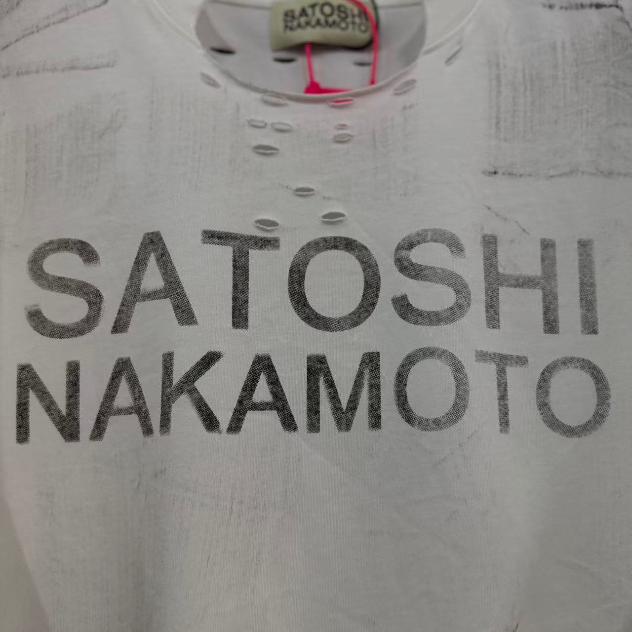 Satoshi Nakamoto Luke Distressed Logo-Print Cotton-Jersey T-Shirt - DesignerGu