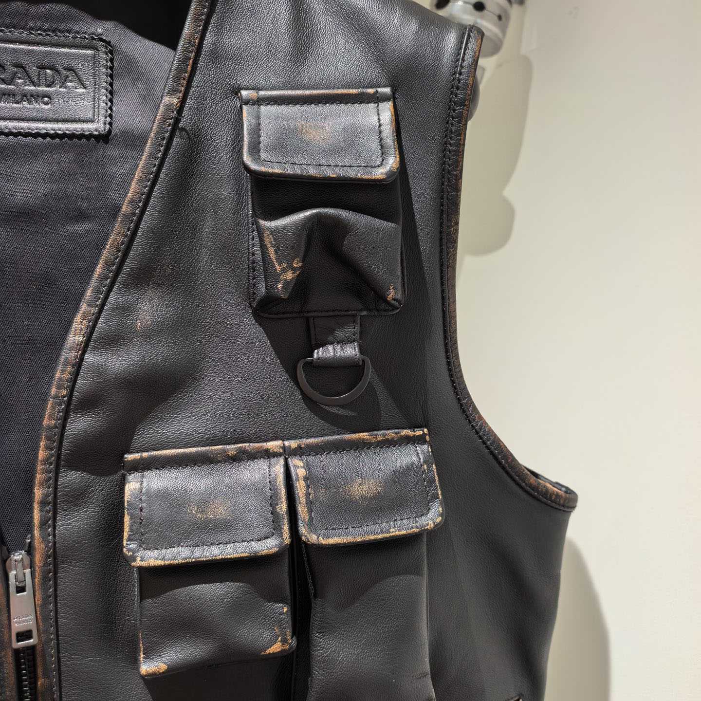 Prada Leather Cargo Vest - DesignerGu