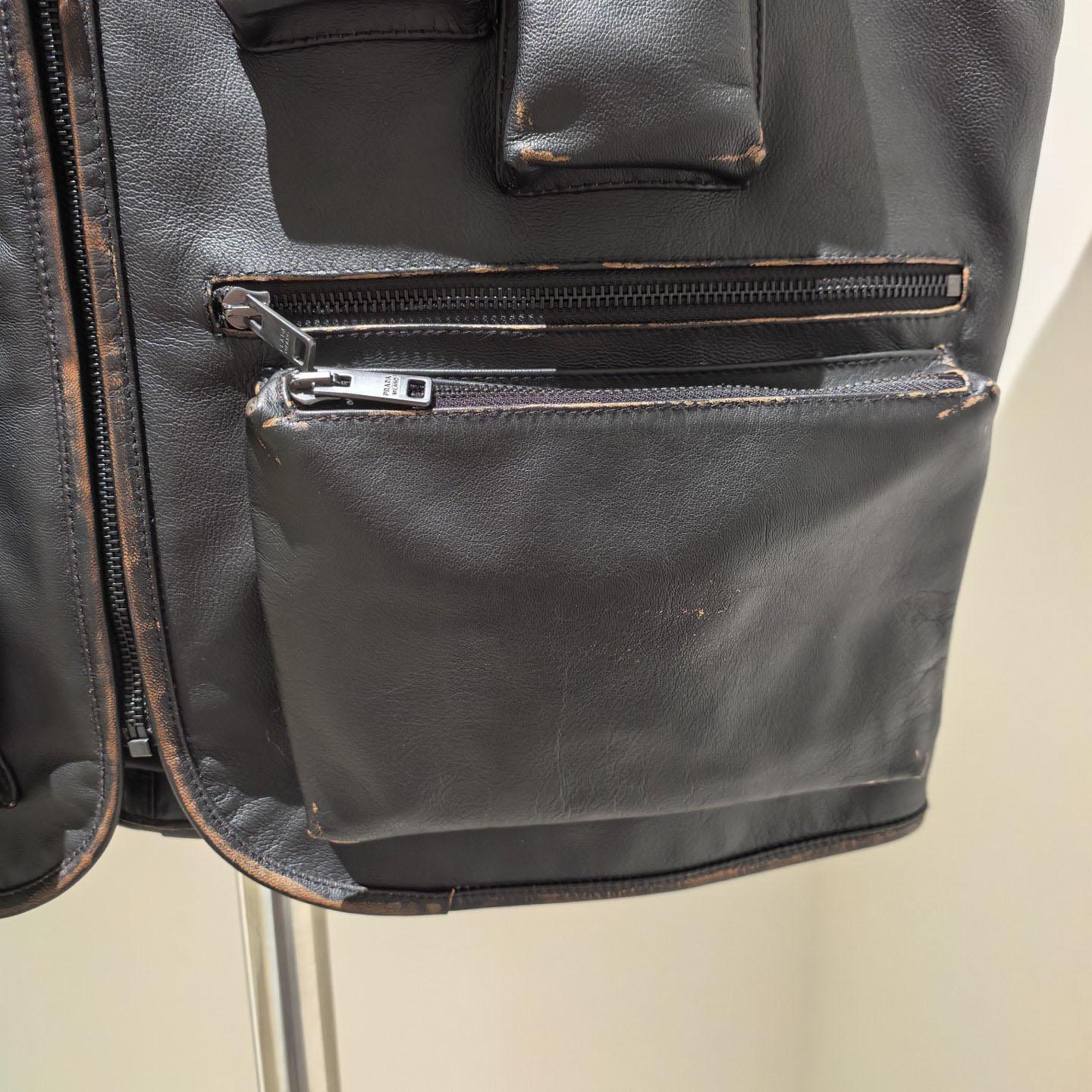 Prada Leather Cargo Vest - DesignerGu