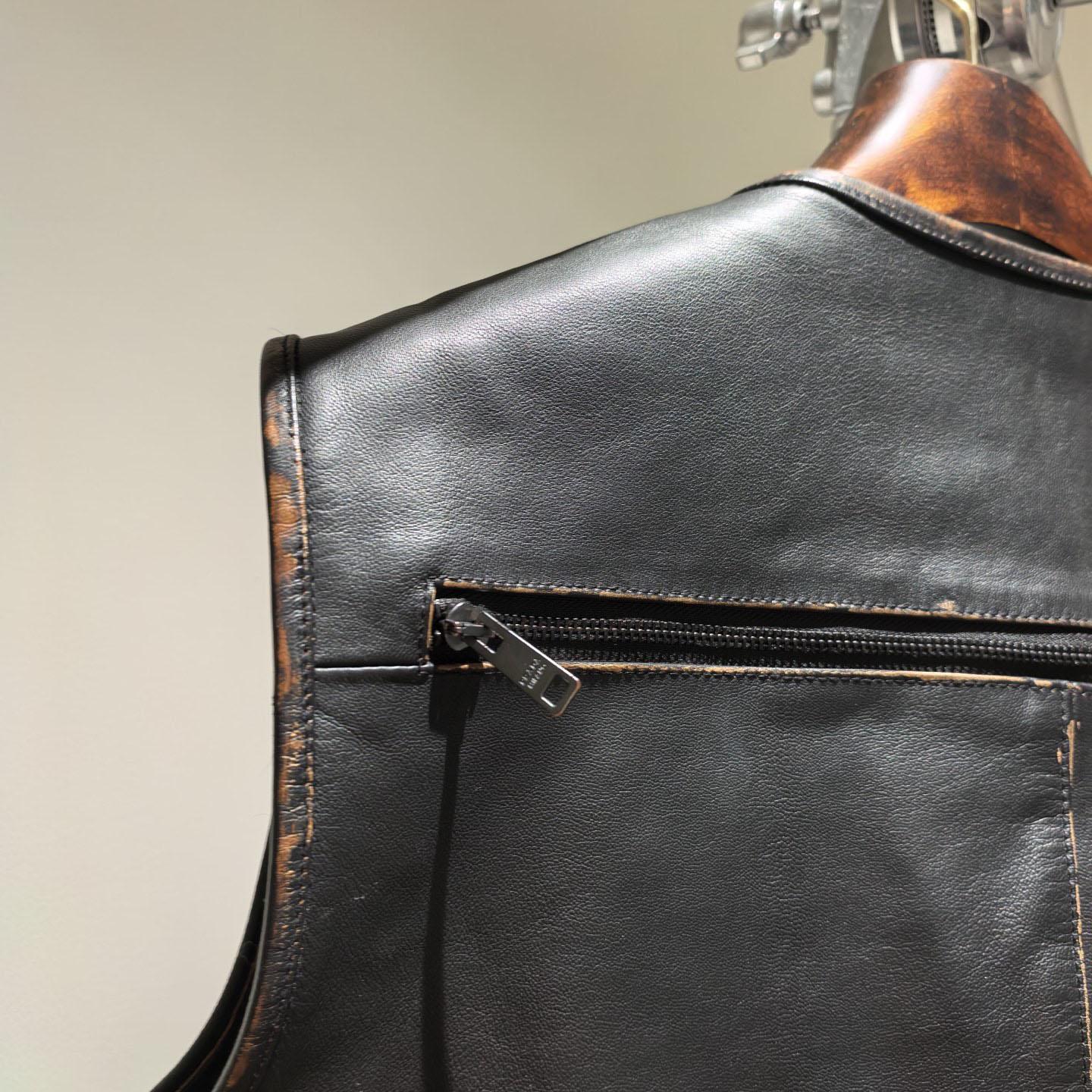Prada Leather Cargo Vest - DesignerGu