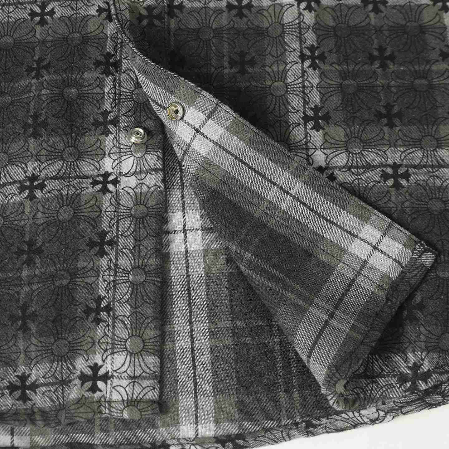 Chrome Hearts Monogram Cross Patch Flannel Shirt - DesignerGu