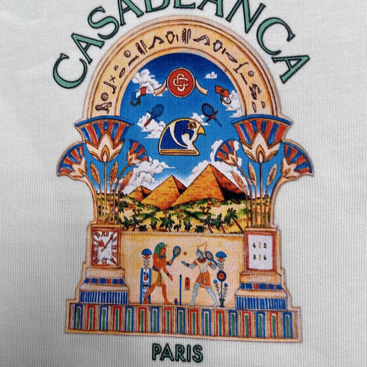 Casablanca White Egyptian L'Arche Short Sleeve T‑Shirt C1197 - DesignerGu