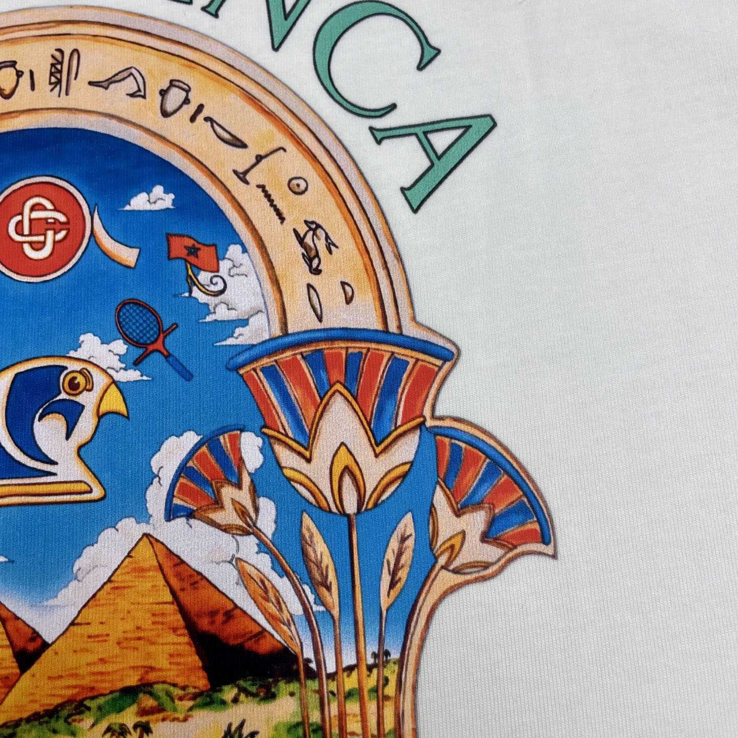Casablanca White Egyptian L'Arche Short Sleeve T‑Shirt C1197 - DesignerGu