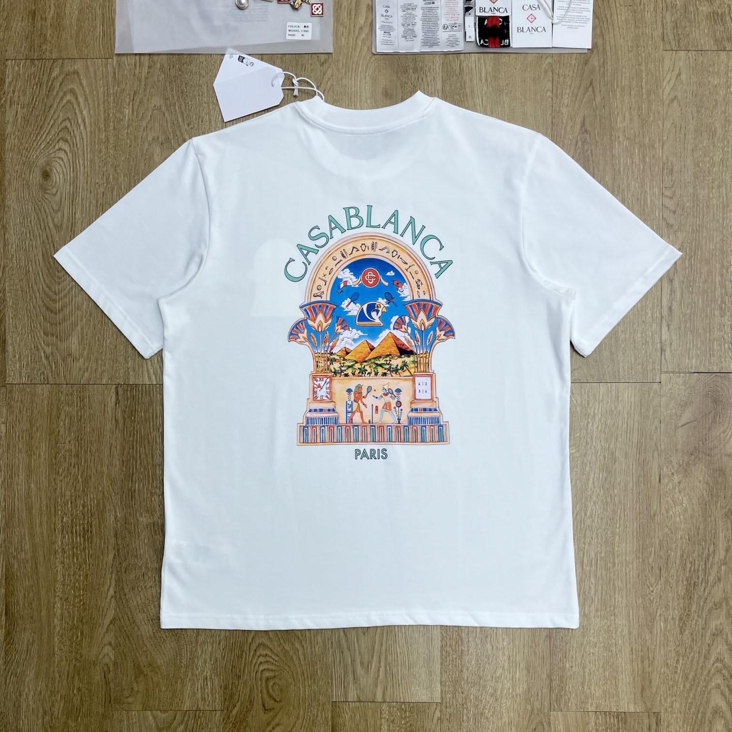 Casablanca White Egyptian L'Arche Short Sleeve T‑Shirt C1197 - DesignerGu