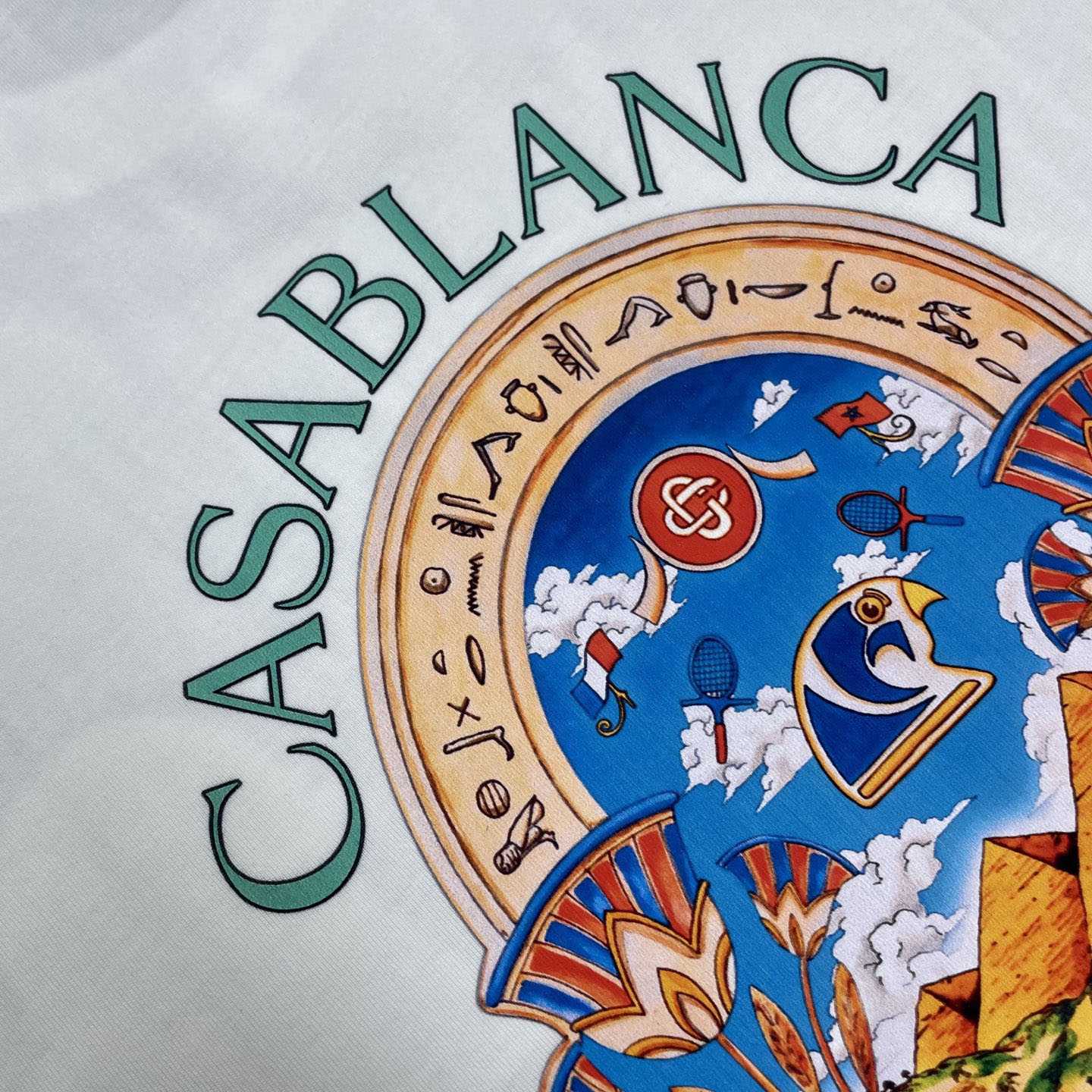 Casablanca White Egyptian L'Arche Short Sleeve T‑Shirt C1197 - DesignerGu