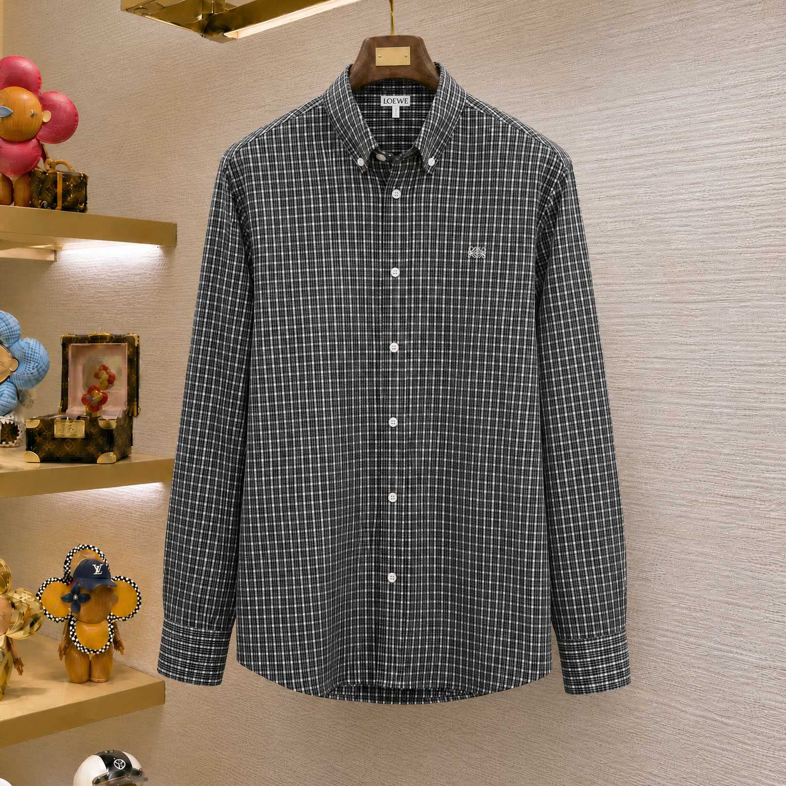 Loewe Logo-Embroidered Checked Shirt - DesignerGu