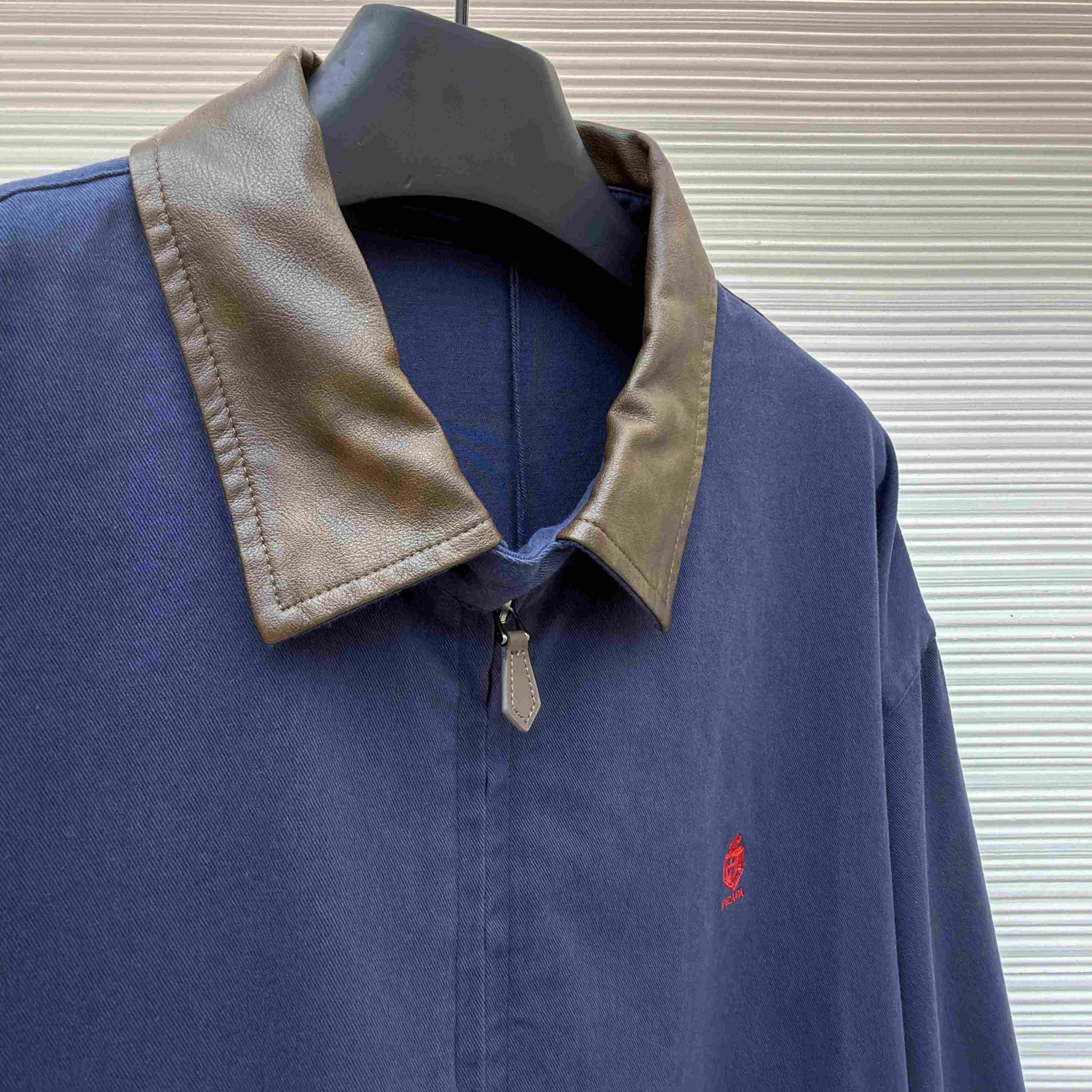 Prada Cotton Jacket With Leather Details - DesignerGu