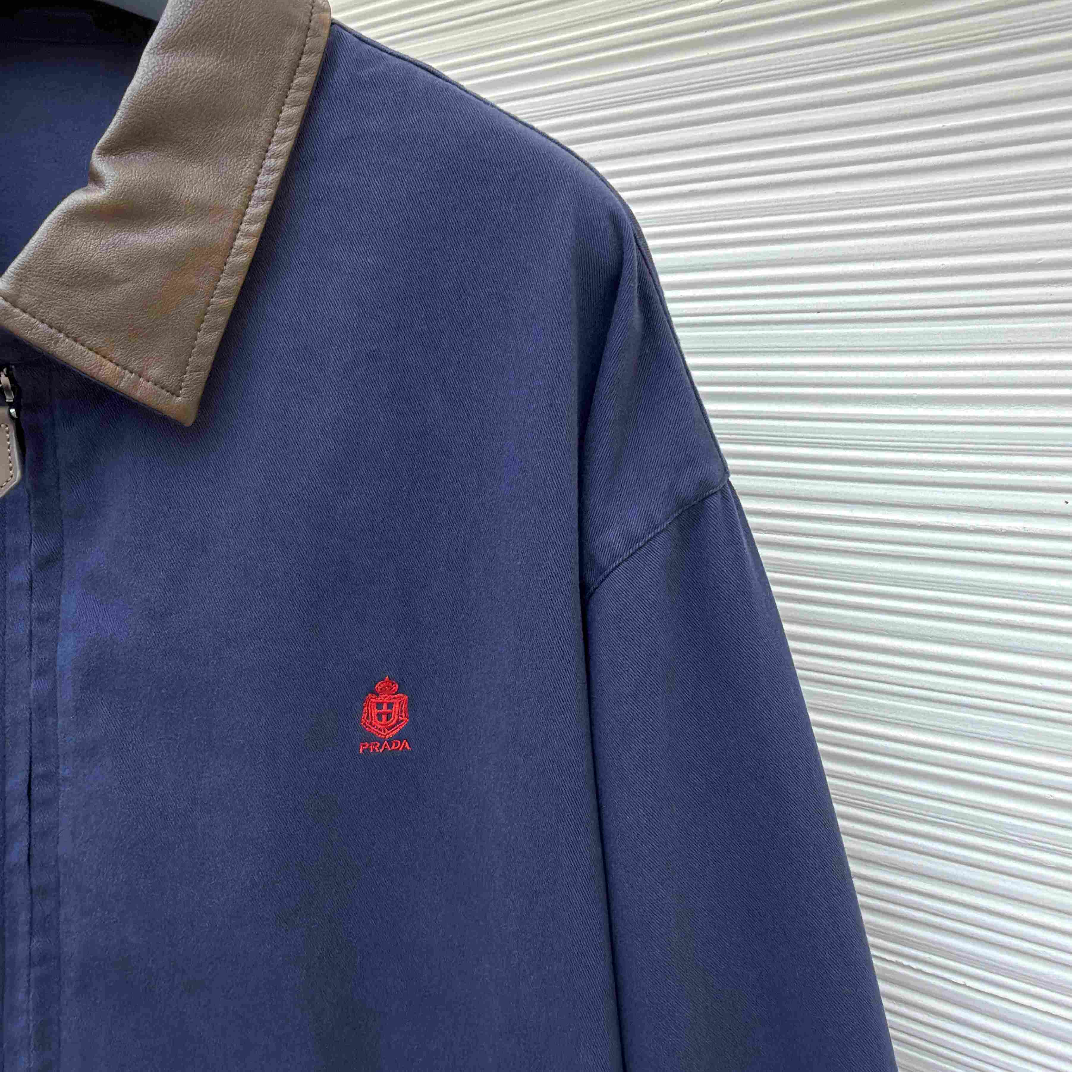 Prada Cotton Jacket With Leather Details - DesignerGu