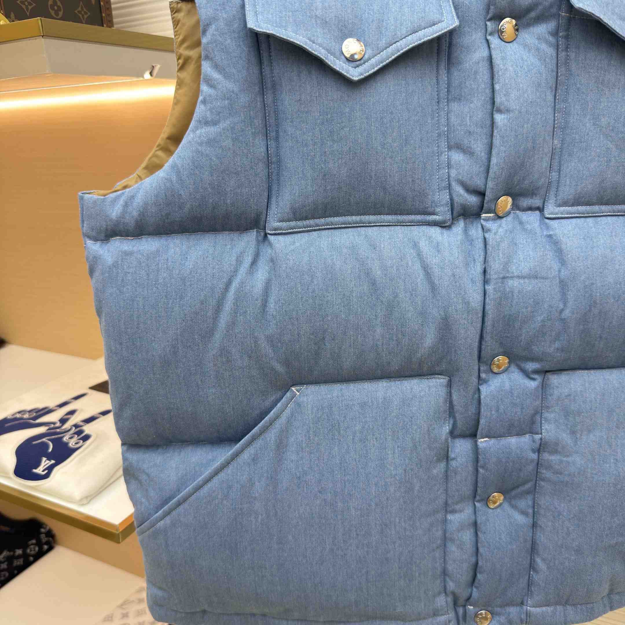 Moncler Ervional Denim Down Vest - DesignerGu
