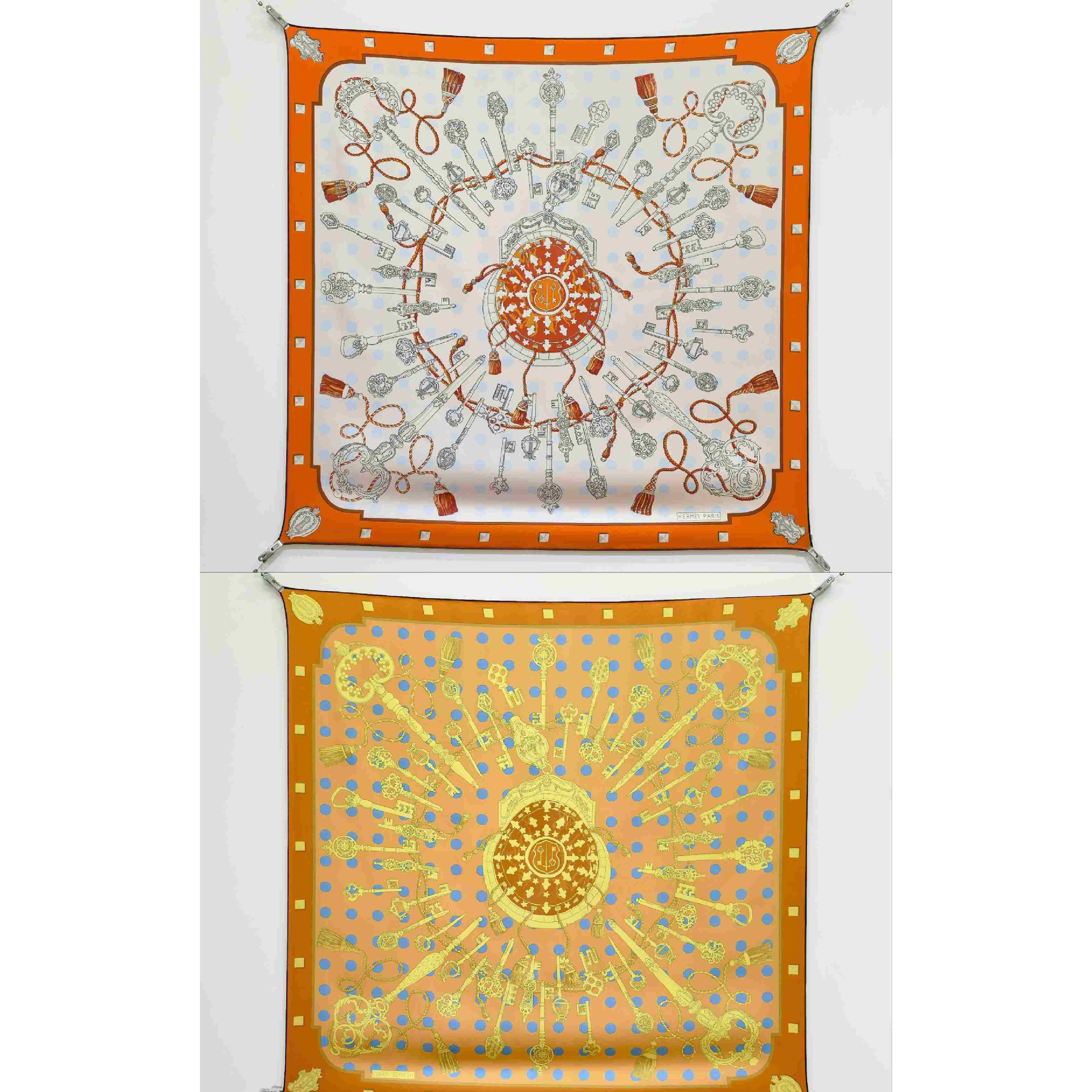 Hermes Les Cles Double Face Scarf 90 - DesignerGu