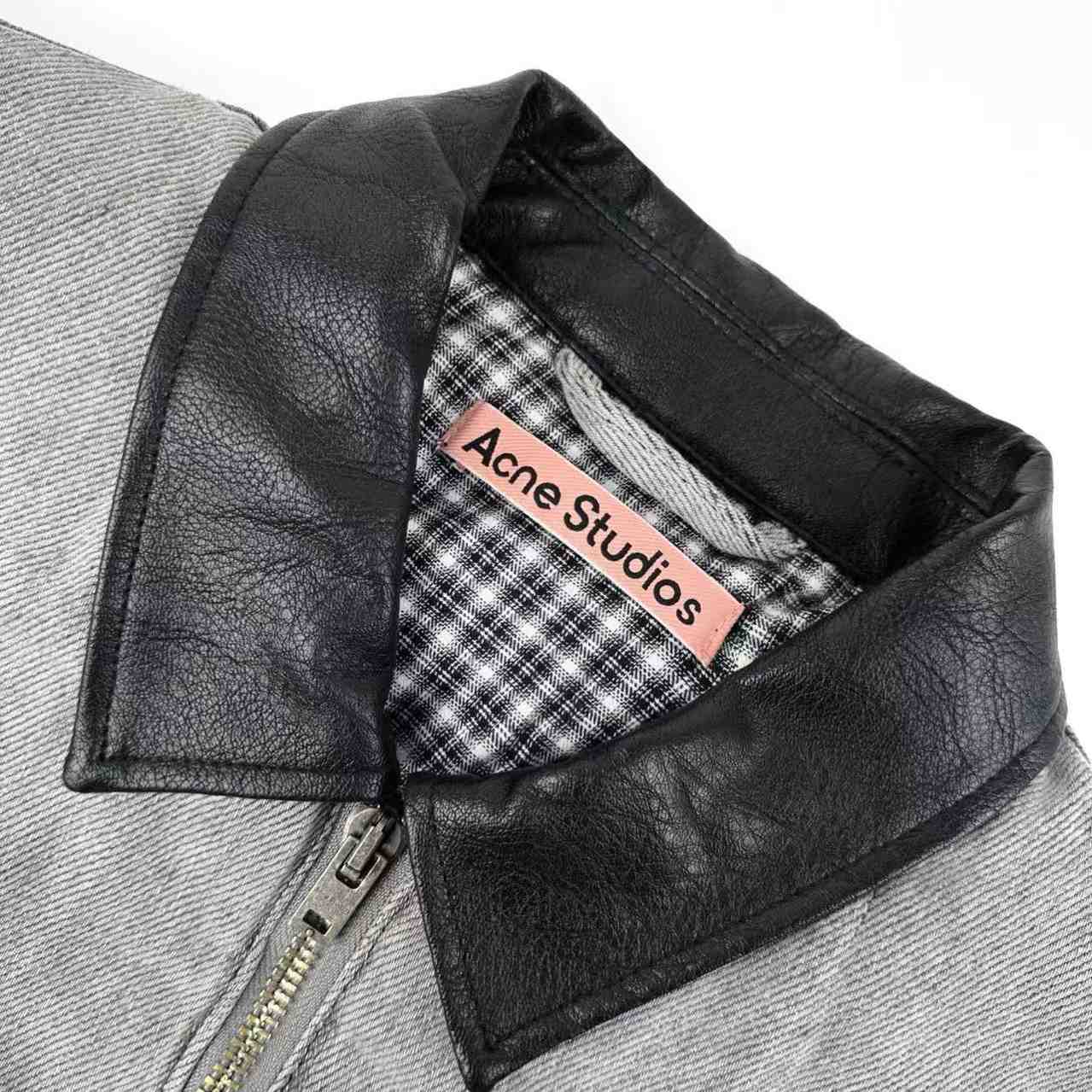 Acne Studios Leather-Trimmed Denim Jacket - DesignerGu