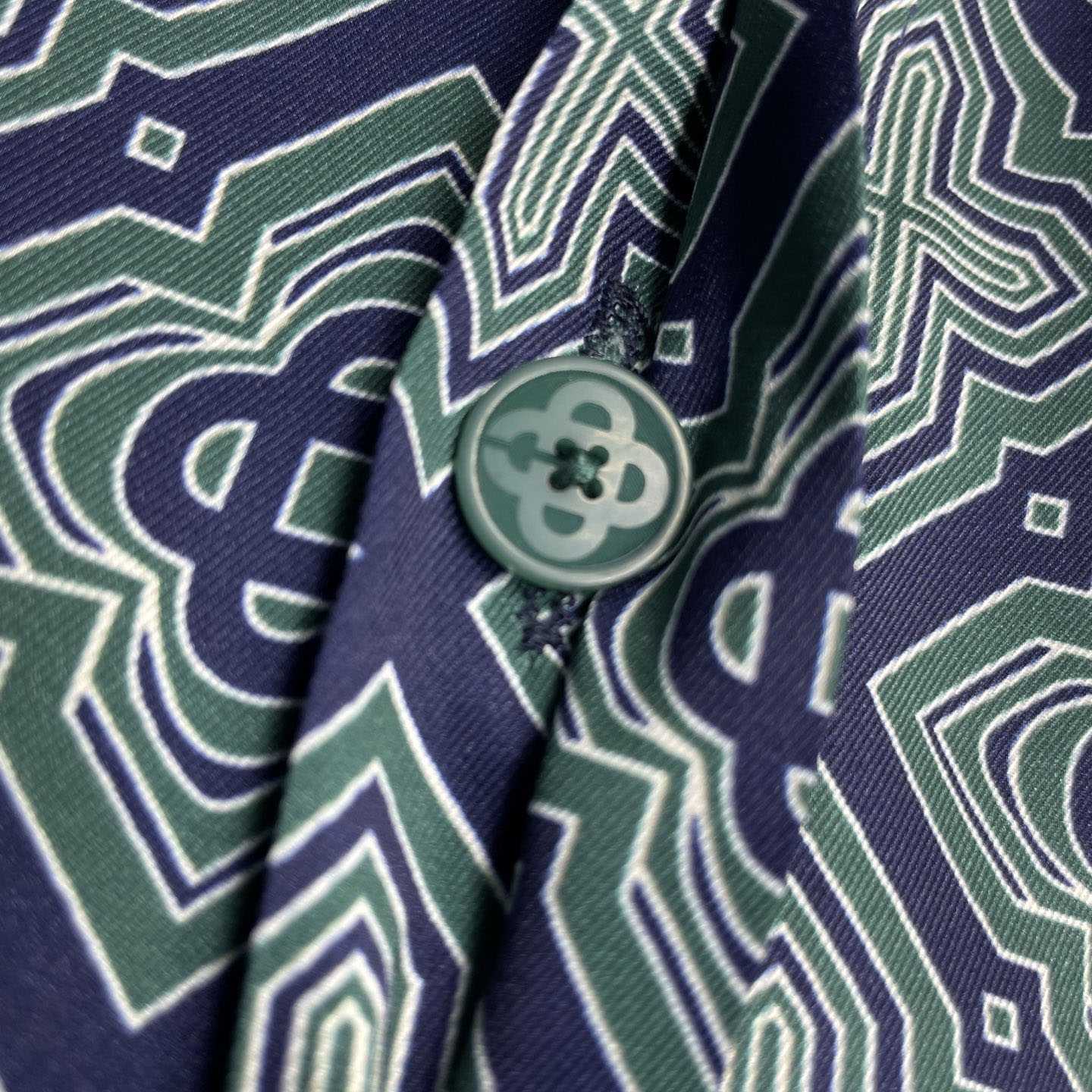Casablanca Dark Green Radiating Monogram Short Sleeve Silk Shirt CA3605 - DesignerGu