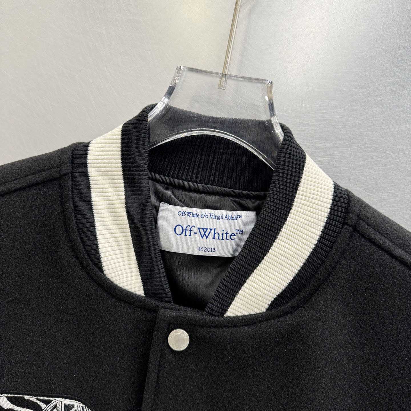 Off-White™ Black Wool Regular Collage Varsity Jacket - DesignerGu