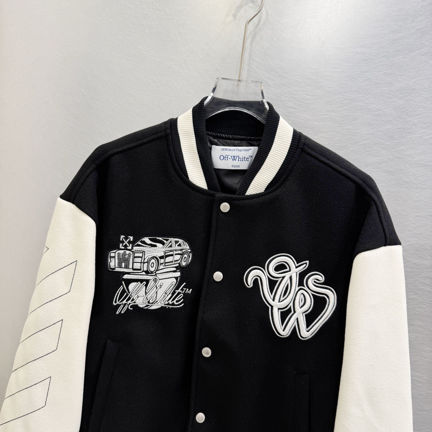 Off-White™ Black Wool Regular Collage Varsity Jacket - DesignerGu