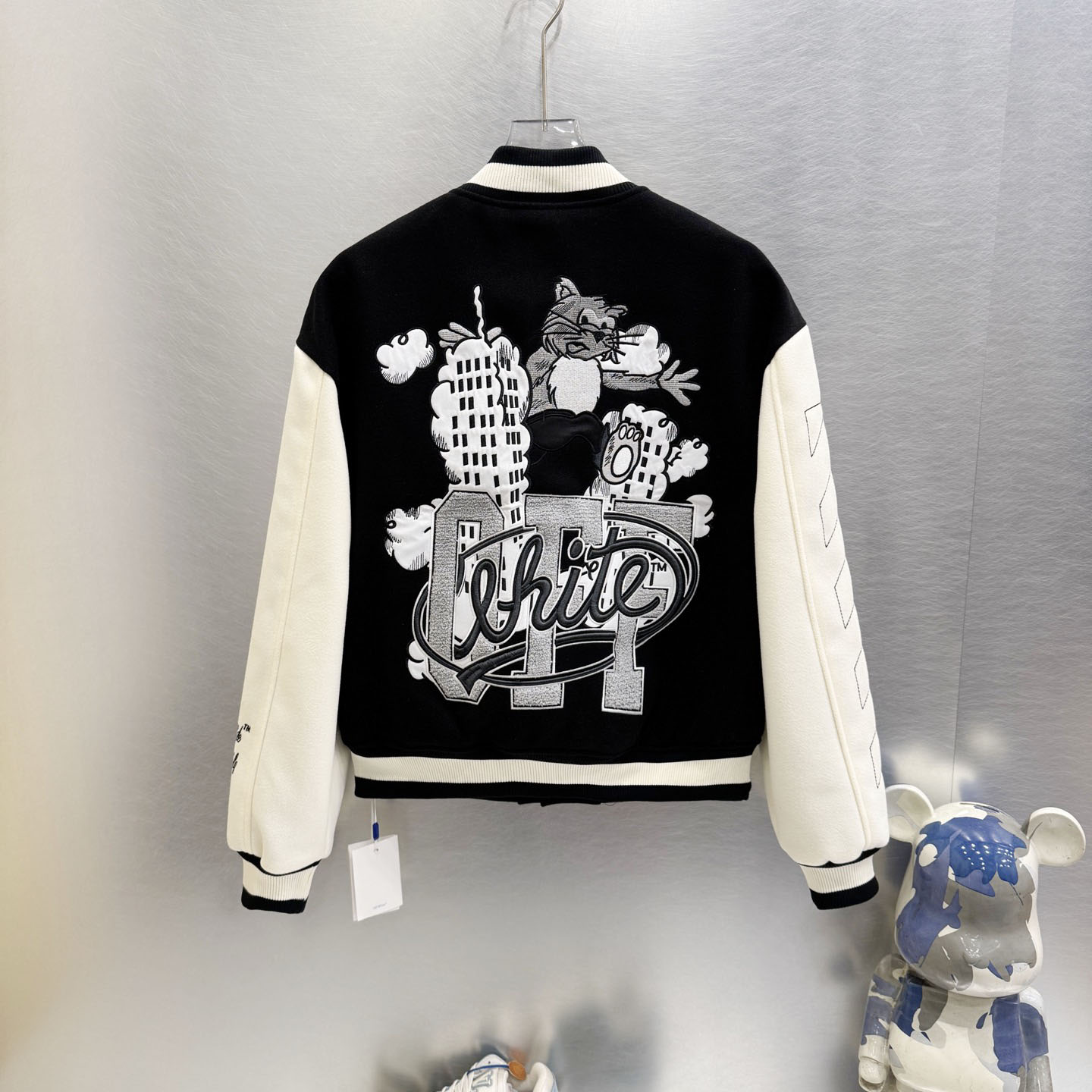 Off-White™ Black Wool Regular Collage Varsity Jacket - DesignerGu