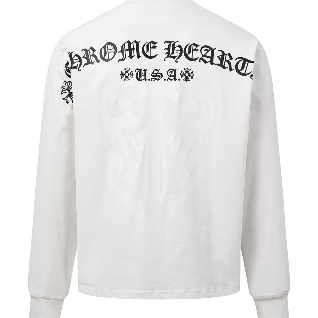 Chrome Hearts USA Script White Long Sleeve Tee - DesignerGu